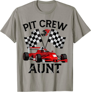 Pit Crew Aunt Race Car Birthday Party Racing Family T-Shirt - T-Shirt | Sand