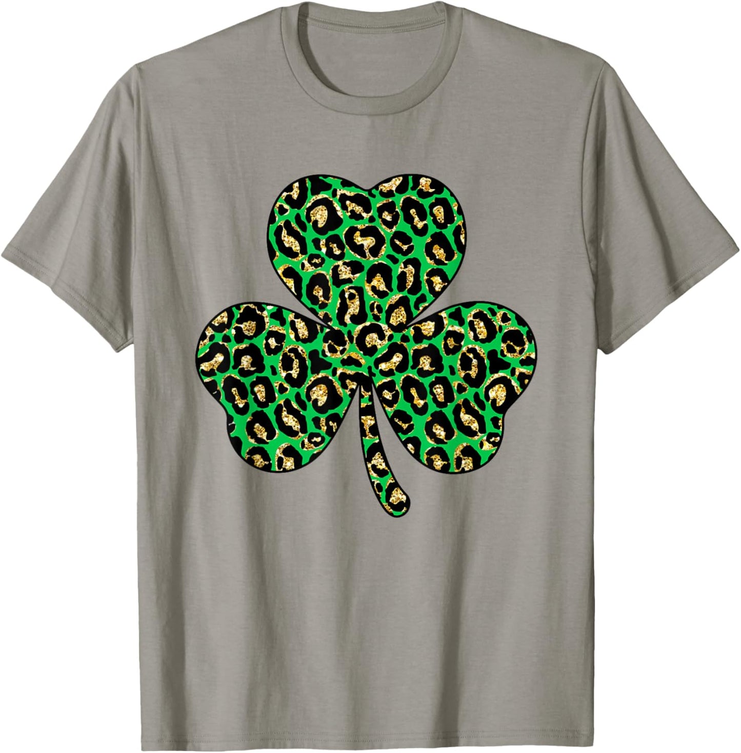 Lucky Clover Shamrock Cheetah Leopard Plaid St. Patricks Day T-Shirt - T-Shirt | Sand