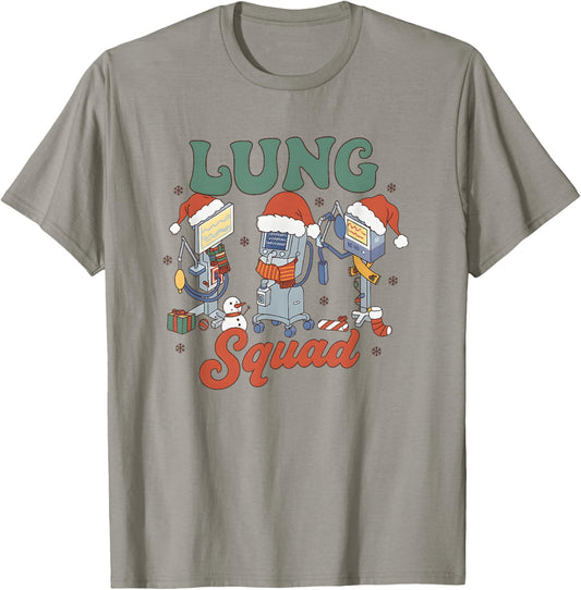 Lung Squad Christmas Respiratory Therapist Holiday T-Shirt - T-Shirt | Sand