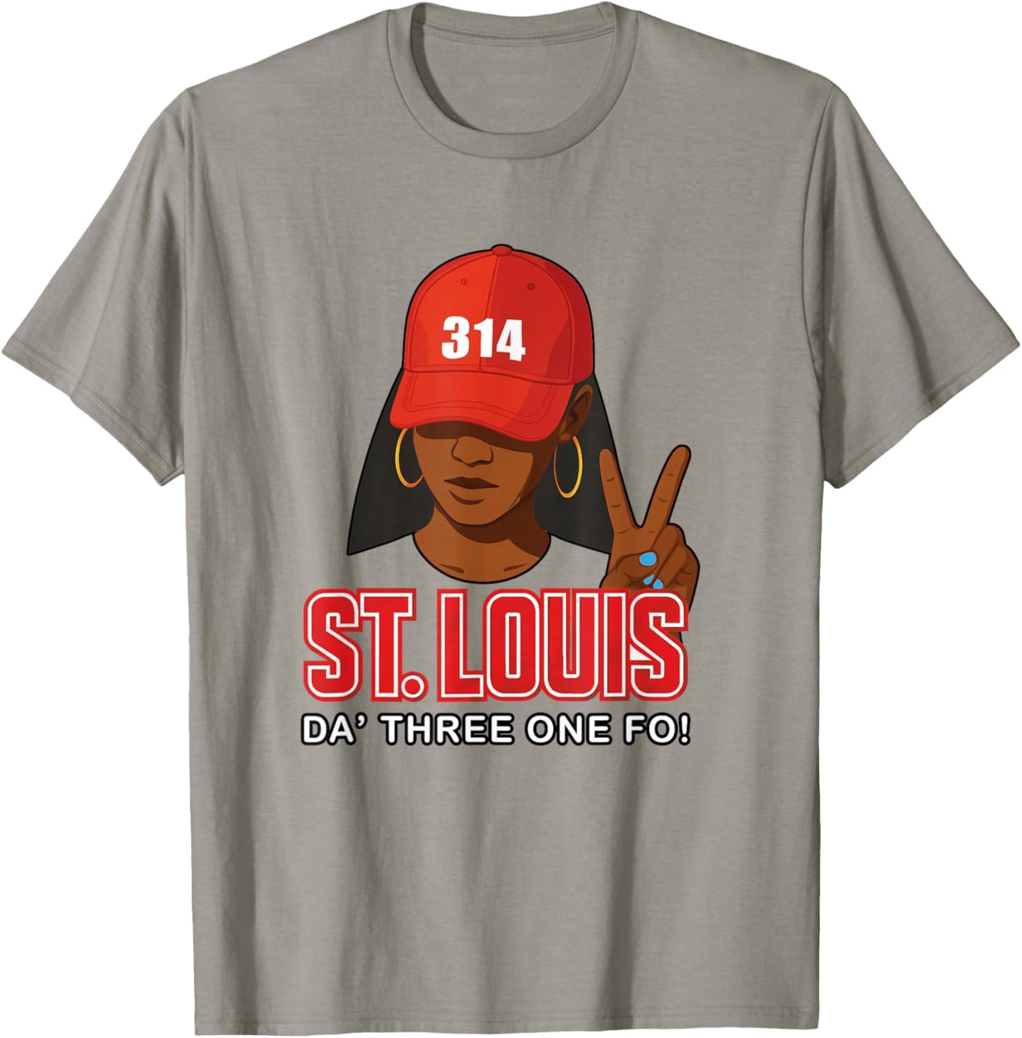 St. Louis 314 Red Hat African American Woman T-Shirt - T-Shirt | Sand