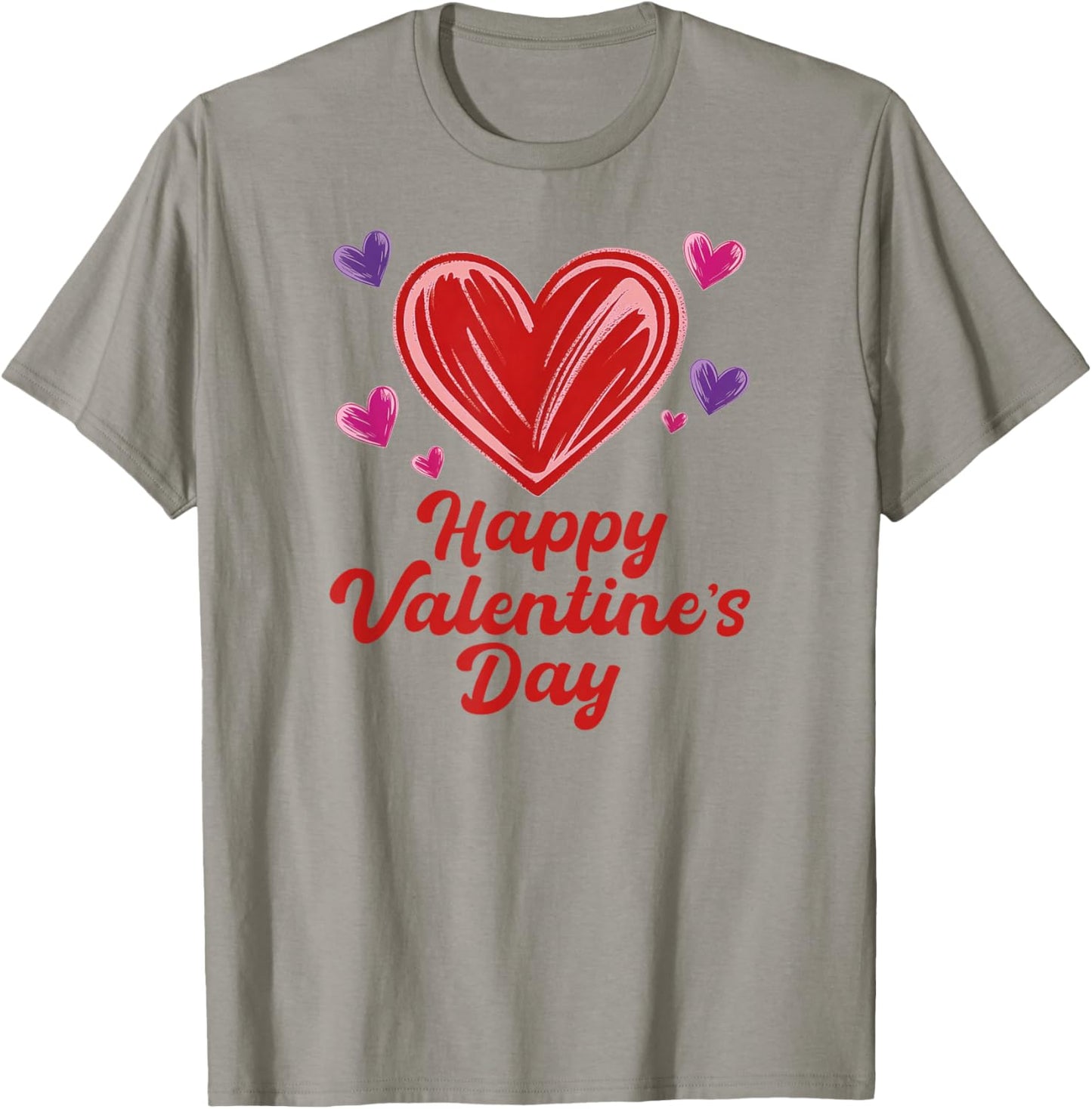 Happy Valentine's Day Scribble Hearts T-Shirt - T-Shirt | Sand