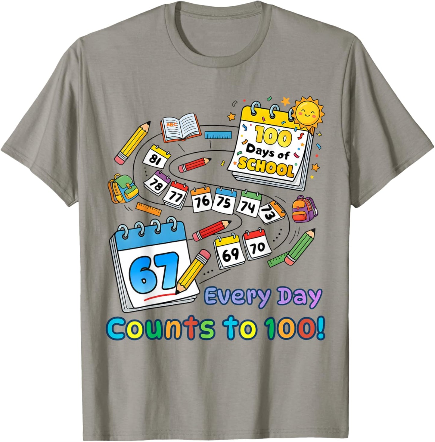 Every Day Counts 100 Days of School Kids T-Shirt - T-Shirt | Sand