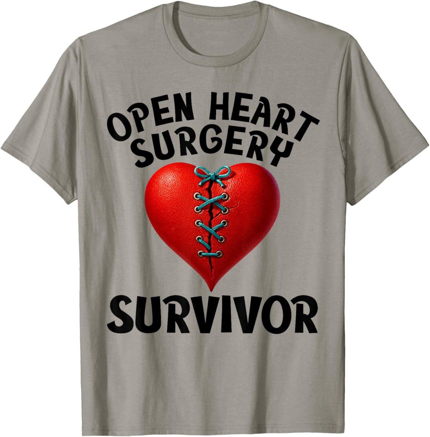 Open Heart Surgery Survivor Stitched Heart Men Women T-Shirt - T-Shirt | Sand