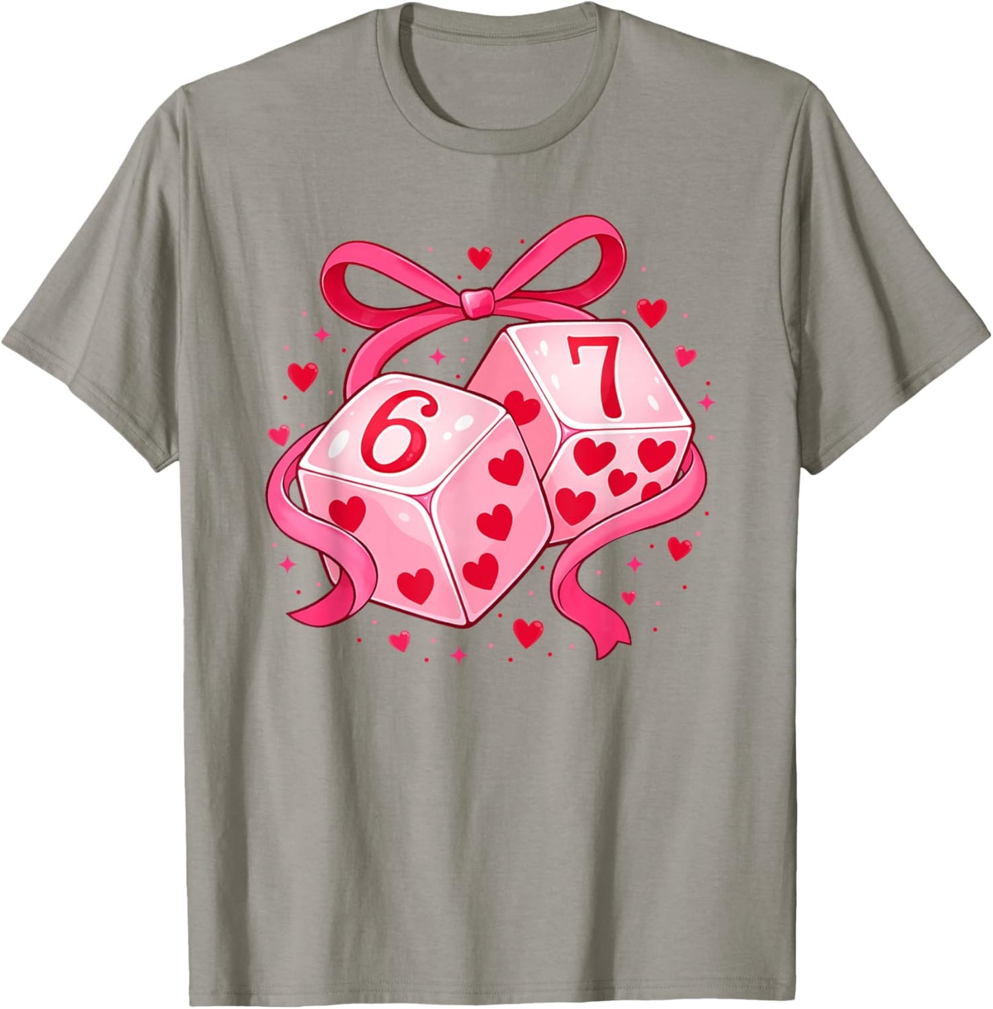Preppy 67 Six Seven Dice 67 Meme Women Girls Valentines Day T-Shirt - T-Shirt | Sand