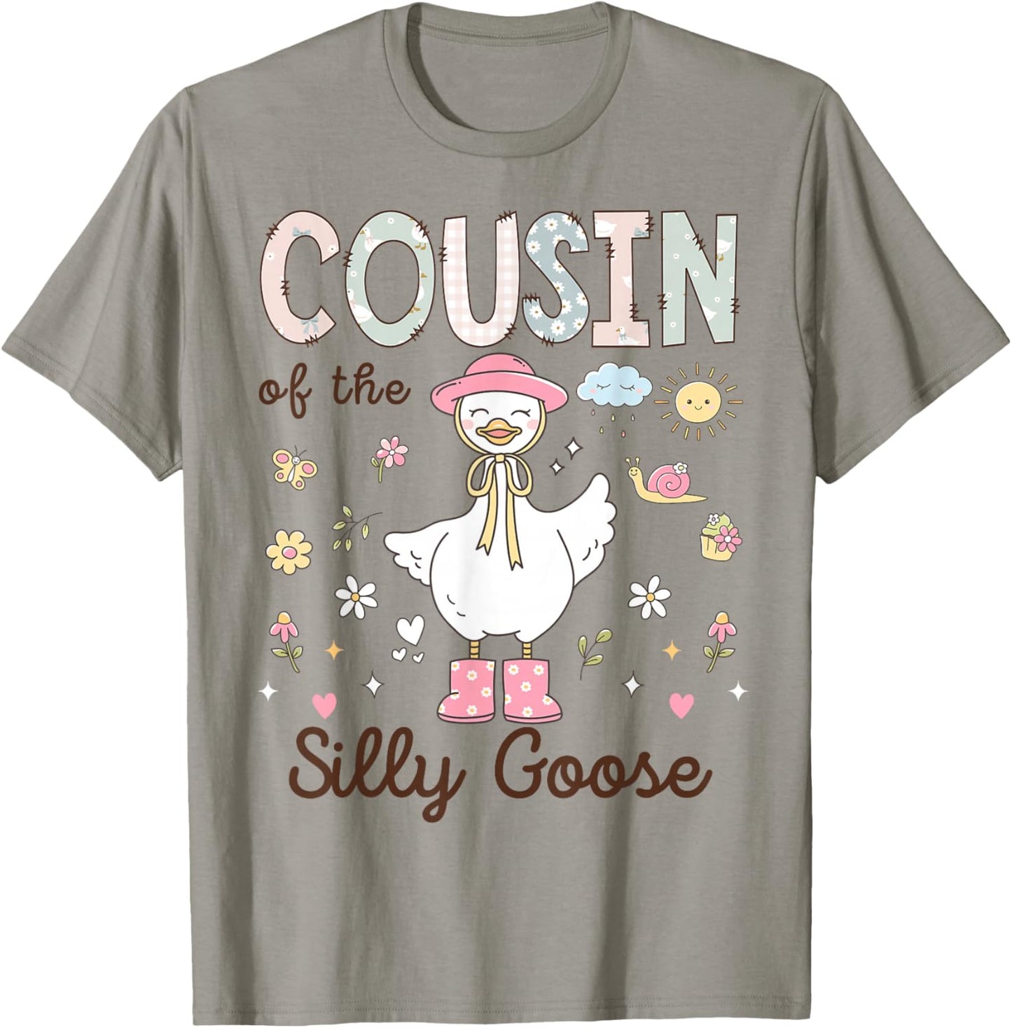 Cousin of The Silly Goose First Birthday Girl Family T-Shirt - T-Shirt | Sand