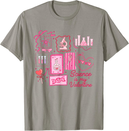 Science is My Valentine Valentines Day Funny Science Teacher T-Shirt - T-Shirt | Sand