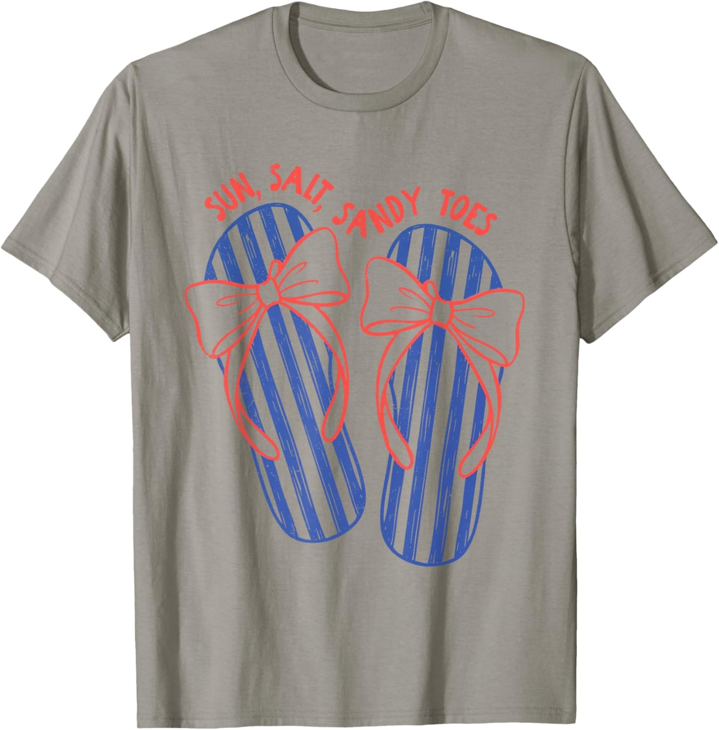 Sun Salt Sandy Toes Stripes Coquette Bow Summer Beach Funny T-Shirt - T-Shirt | Sand