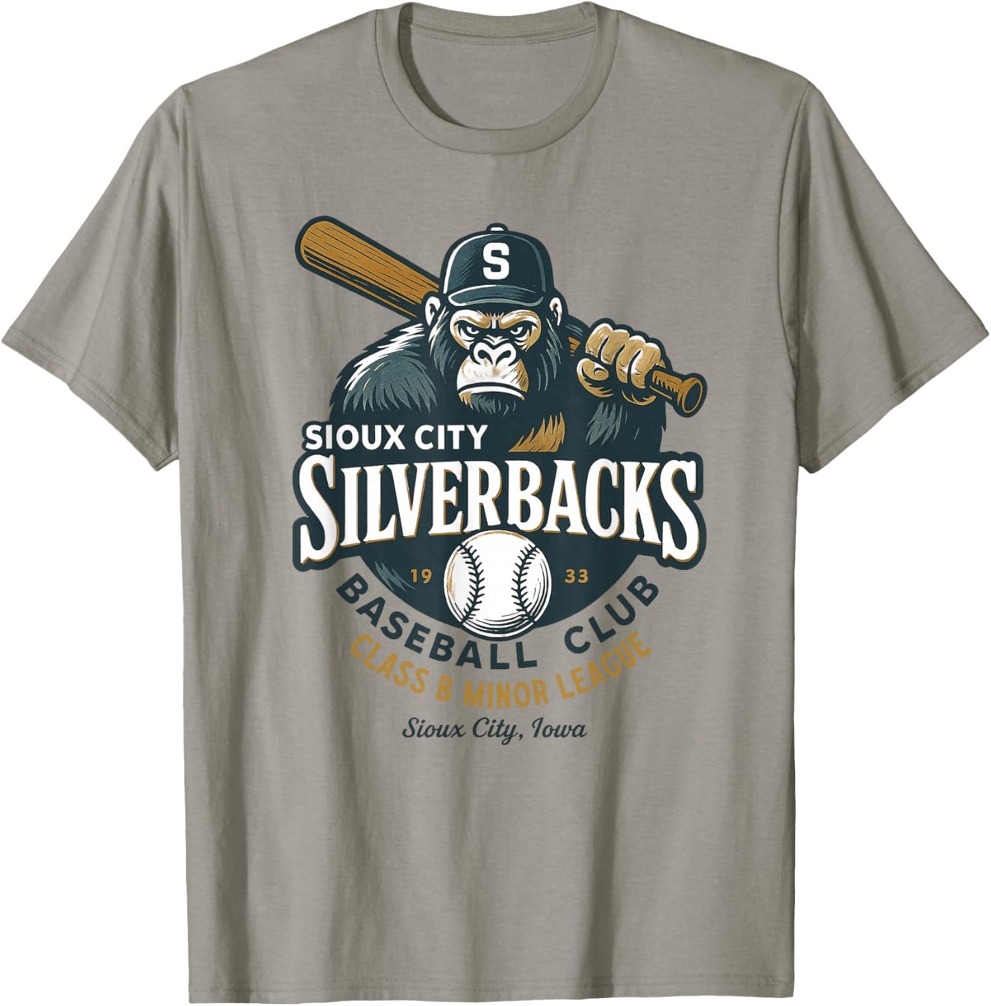 Sioux City Silverbacks Retro Minor League Baseball T-Shirt - T-Shirt | Sand