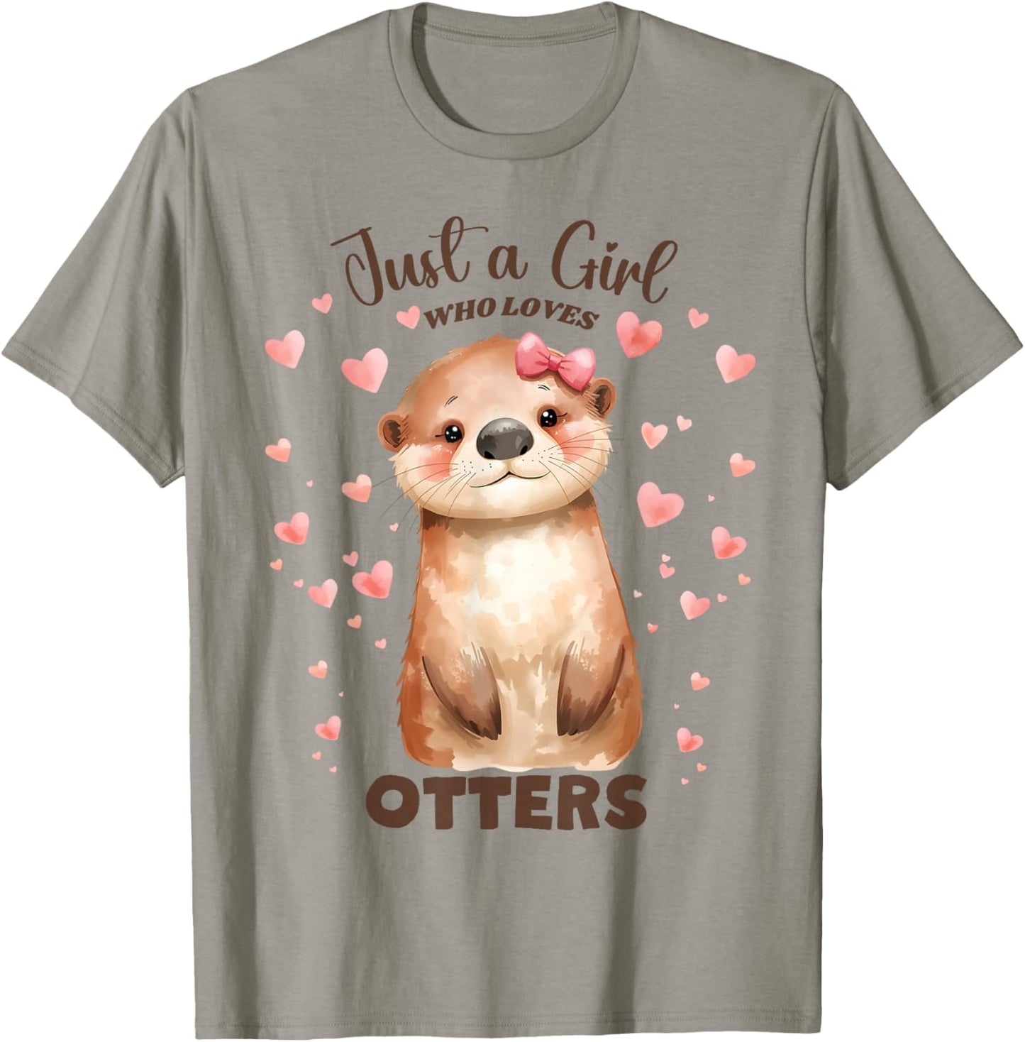 Just a Girl who Loves Otters for Birthday Girl Outfit Hearts T-Shirt - T-Shirt | Sand