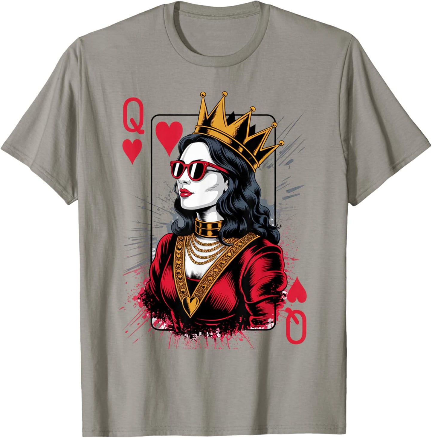 Queen of Hearts Vintage Card Girl Women Funny Valentines T-Shirt - T-Shirt | Sand
