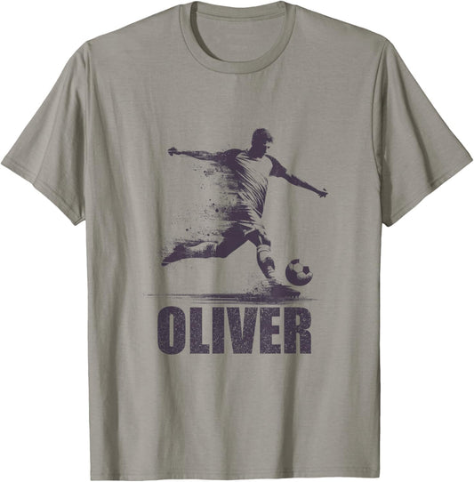 Oliver Soccer Boys Personalized First Name Oliver T-Shirt - T-Shirt | Sand