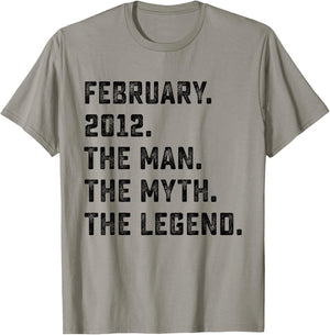 14th Birthday Gift Man Myth Legend February 2012 14 Yrs Old T-Shirt - T-Shirt | Sand