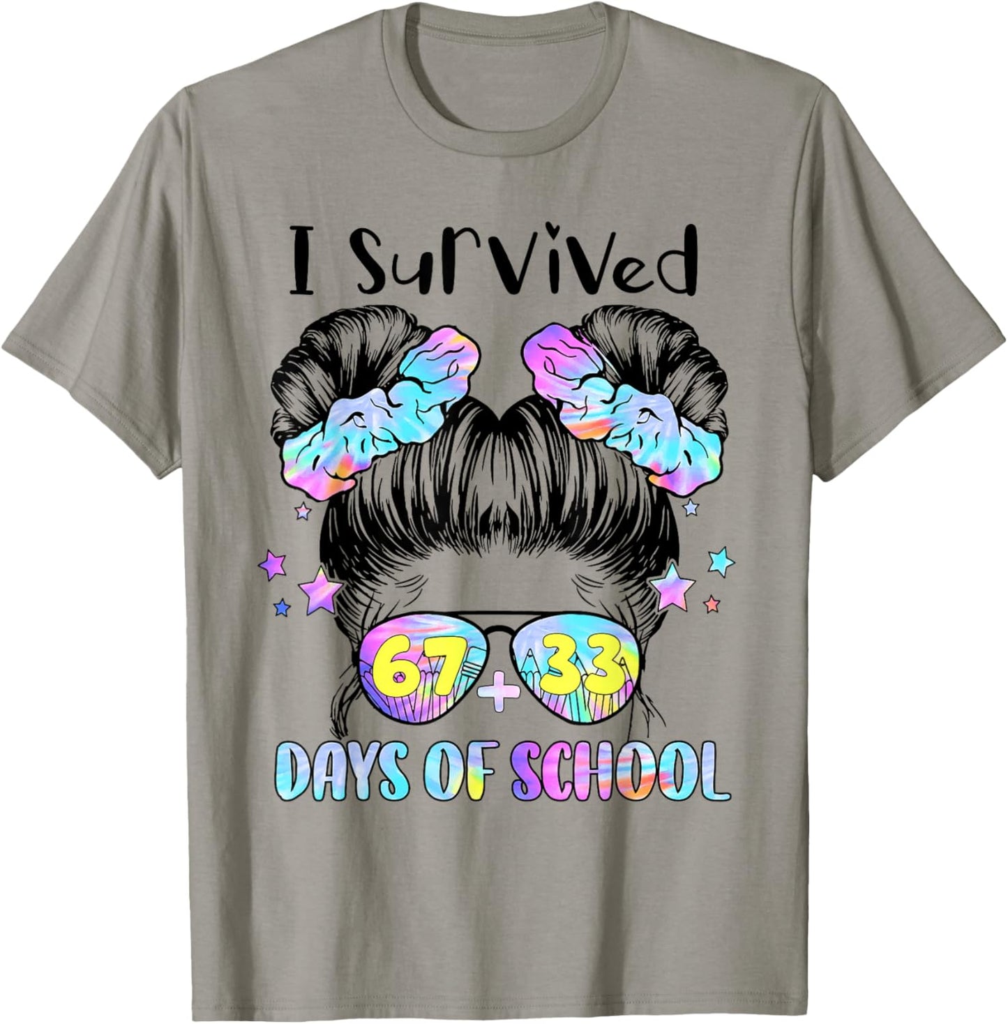 I Survived 67 33 Days of School 100th Day of School Girl Kid T-Shirt - T-Shirt | Sand