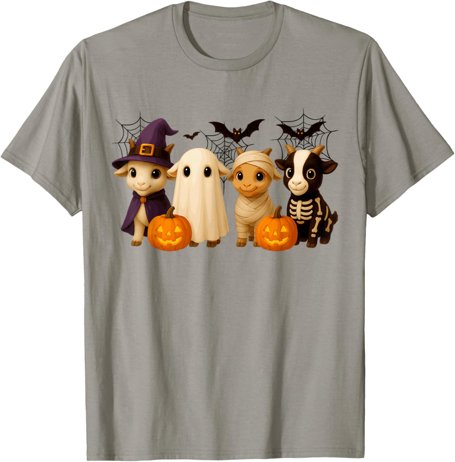 Goats in Witch Skeleton Ghost Costume Happy Halloween Day T-Shirt - T-Shirt | Sand