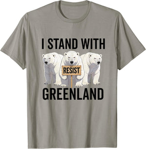 I Stand with Greenland Protest Polar Bear Greenland Denmark T-Shirt - T-Shirt | Sand
