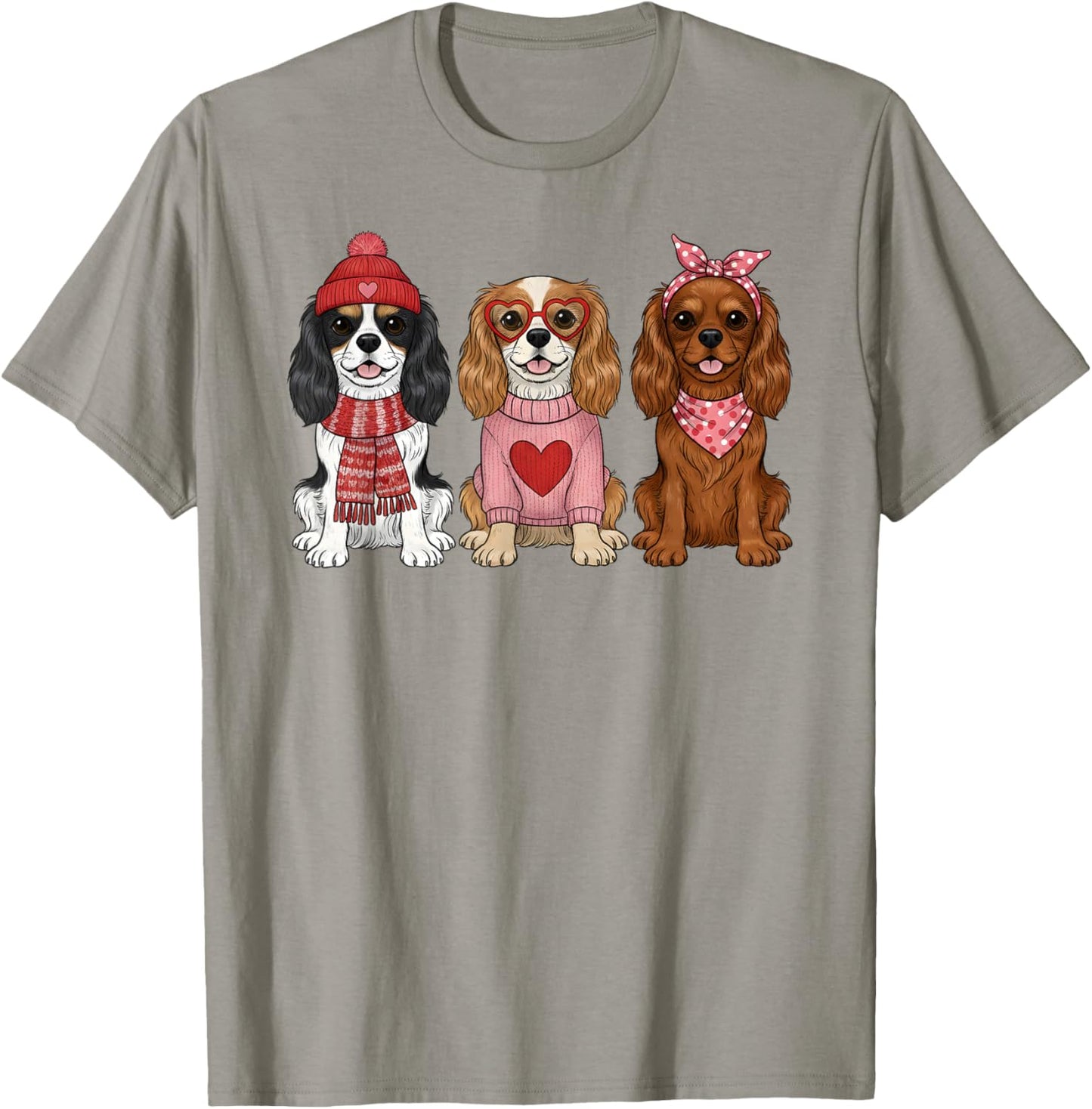 Cute Cavalier King Charles Spaniel Valentine Dog T-Shirt - T-Shirt | Sand