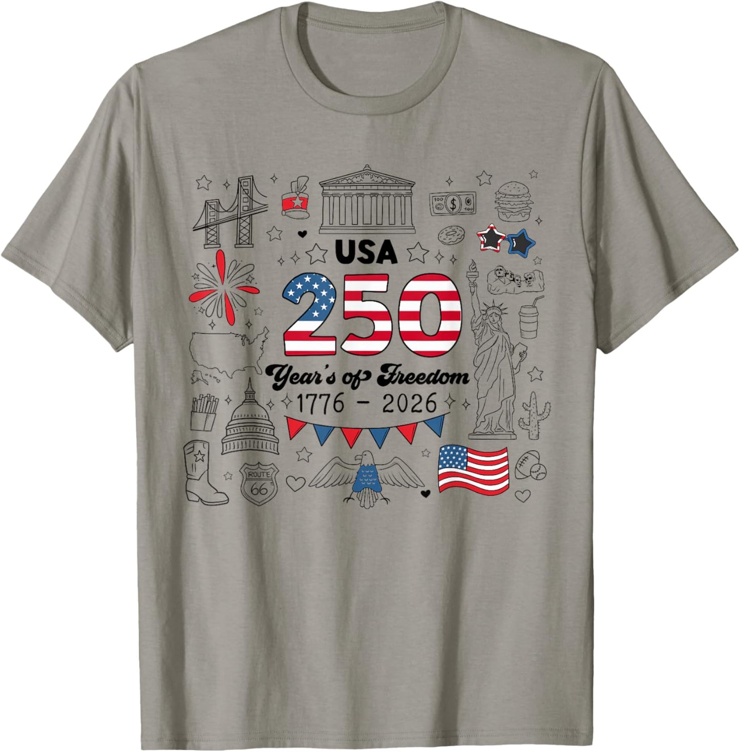 250th American Anniversary Independence 250 Years of Freedom T-Shirt - T-Shirt | Sand