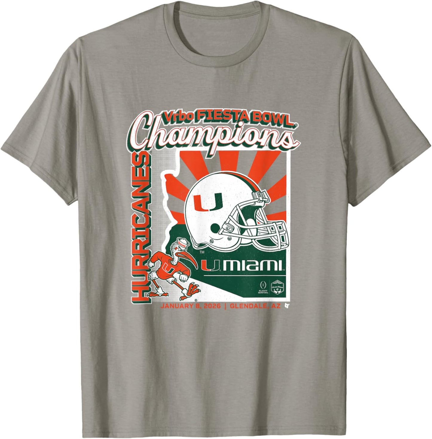 Miami Football: CFP Fiesta Bowl Champions T-Shirt - T-Shirt | Sand