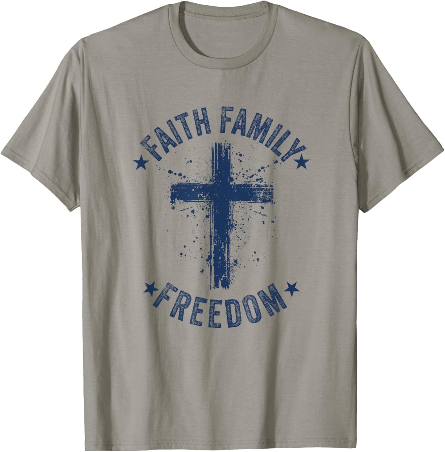 Faith Family Freedom American Flag Patriot USA Christian T-Shirt - T-Shirt | Sand