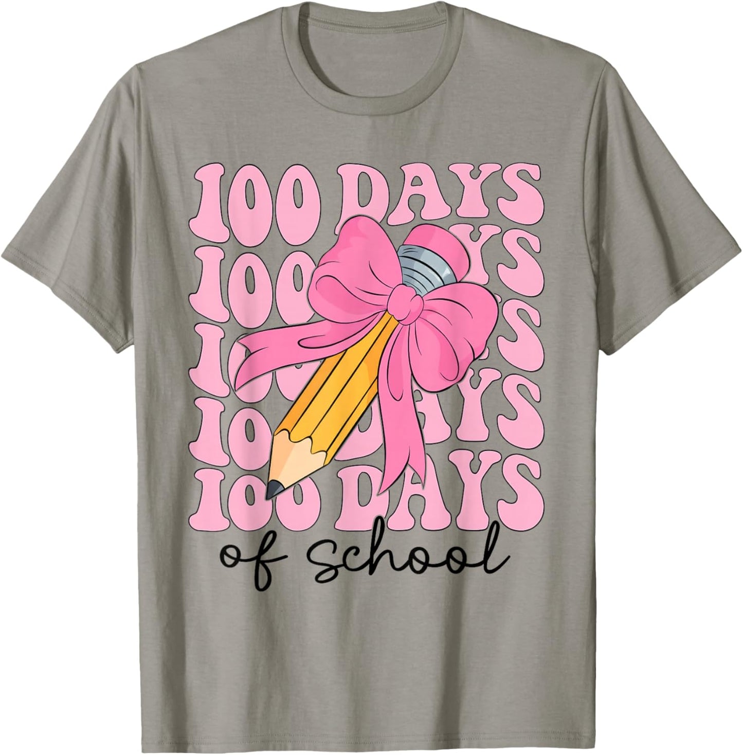 Coquette Bow 100 Days of School Teacher 100th Day of School T-Shirt - T-Shirt | Sand
