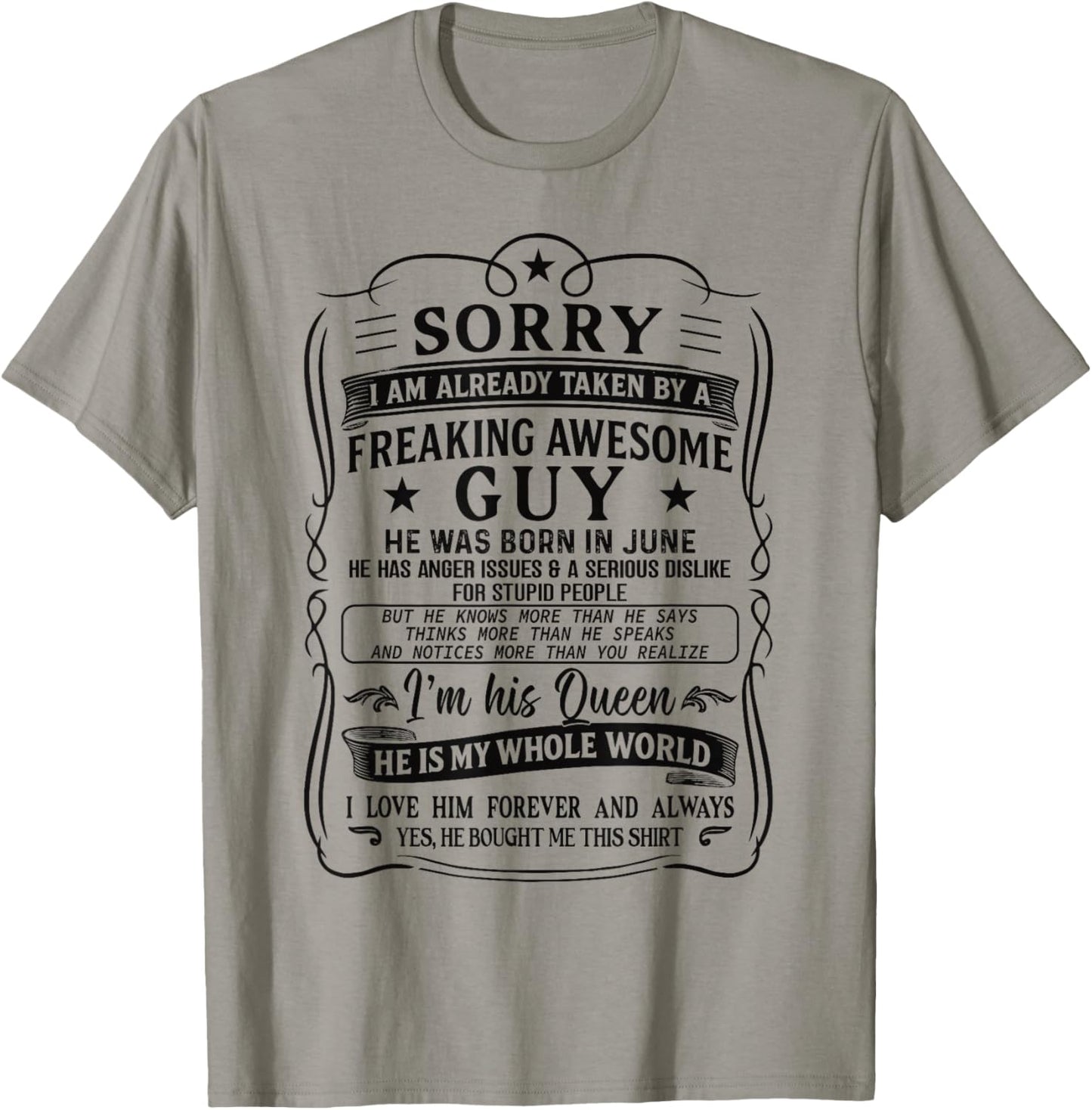 I Am Already Taken by Freaking Awesome Guy Born in June T-Shirt - T-Shirt | Sand