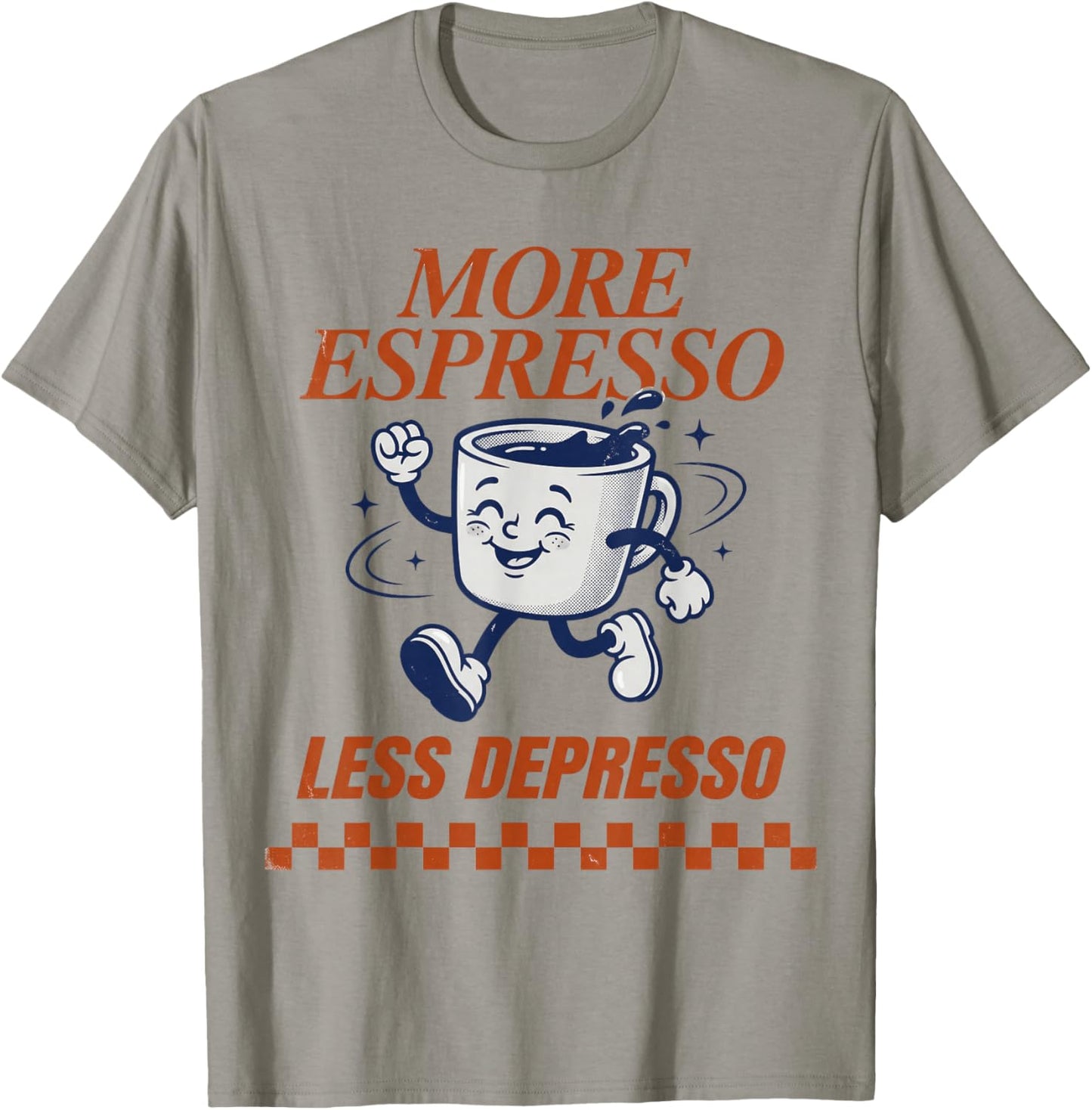 Groovy Vintage More Espresso Less Depresso Funny Coffee T-Shirt - T-Shirt | Sand