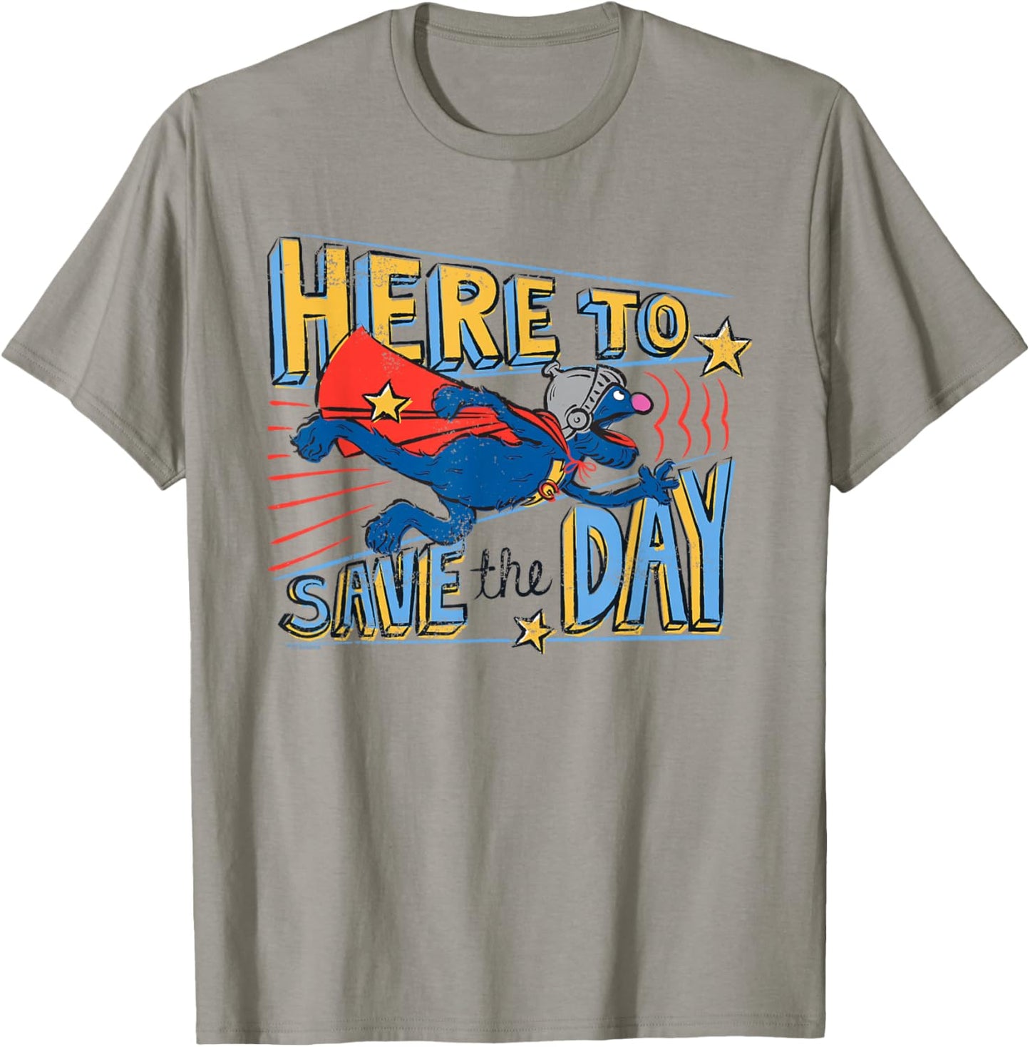 Sesame Street Super Grover Here to Save The Day T-Shirt - T-Shirt | Sand