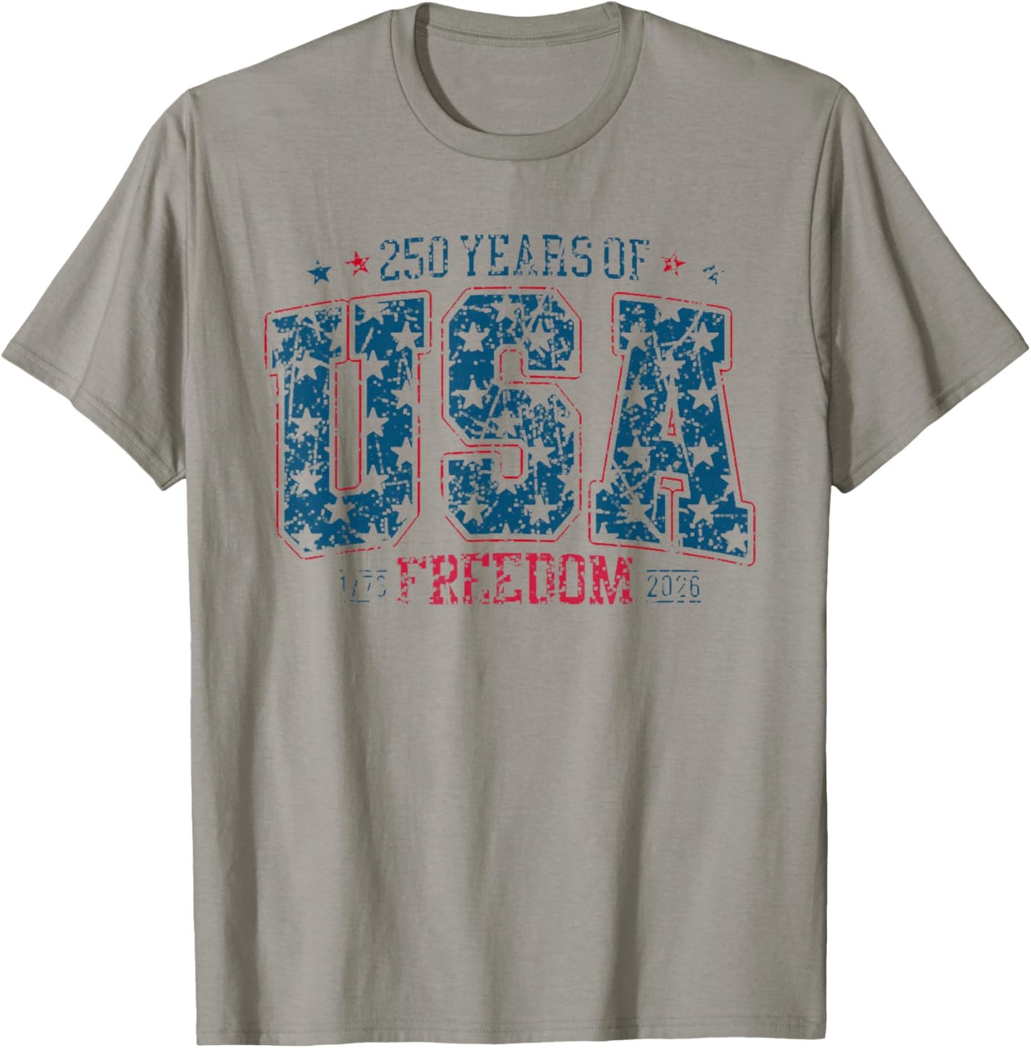 USA Patriotic 4th of July 2026 250 Years Freedom 1776-2026 T-Shirt - T-Shirt | Sand