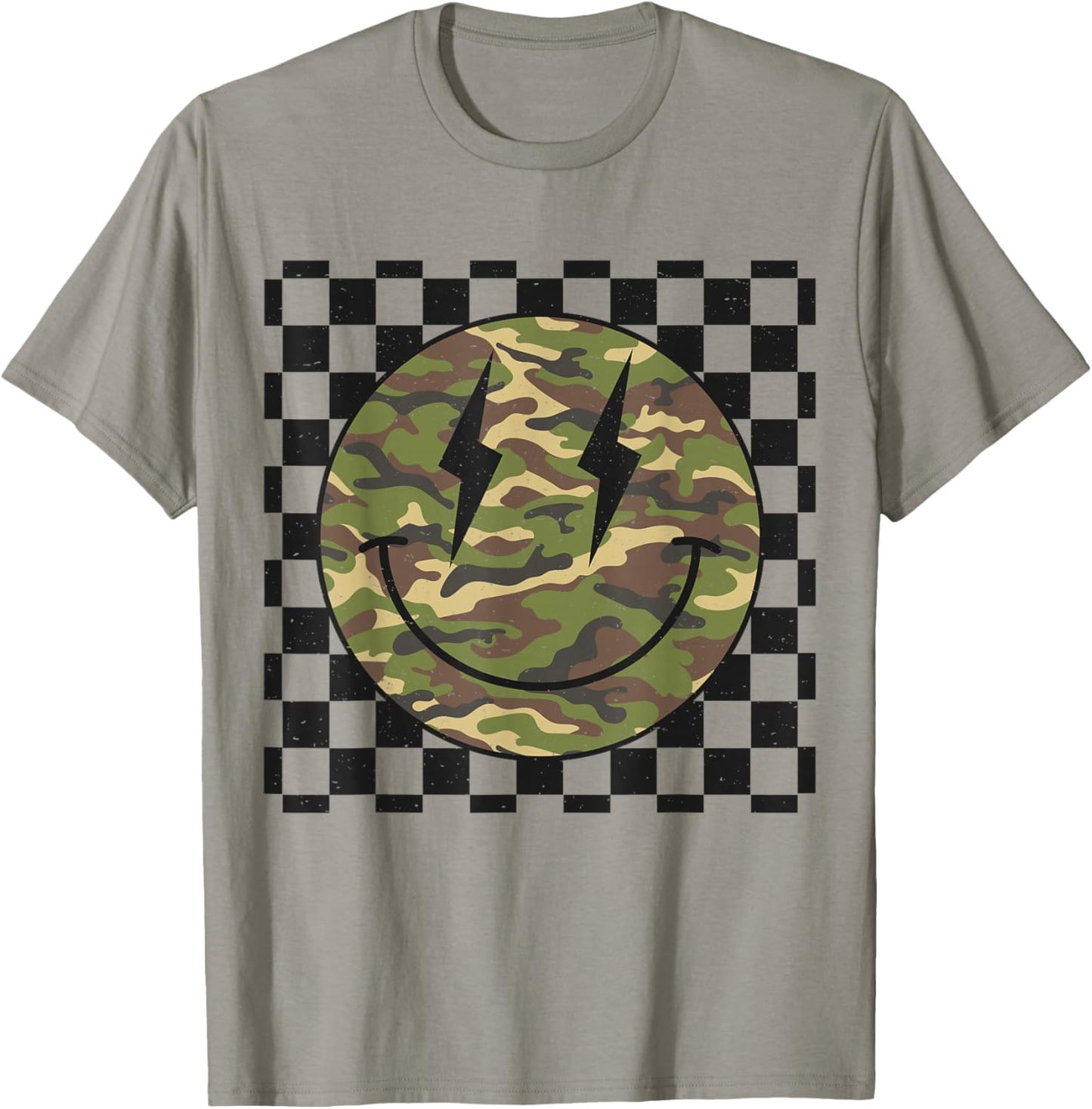 Camouflage Happy Face Boys Girls Kids Camo Hunting Hunter T-Shirt - T-Shirt | Sand