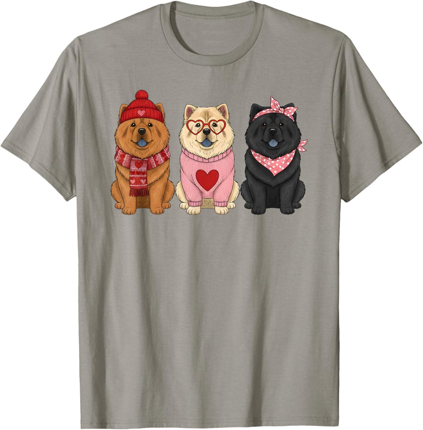 Cute Chow Chow Valentine Dog T-Shirt - T-Shirt | Sand