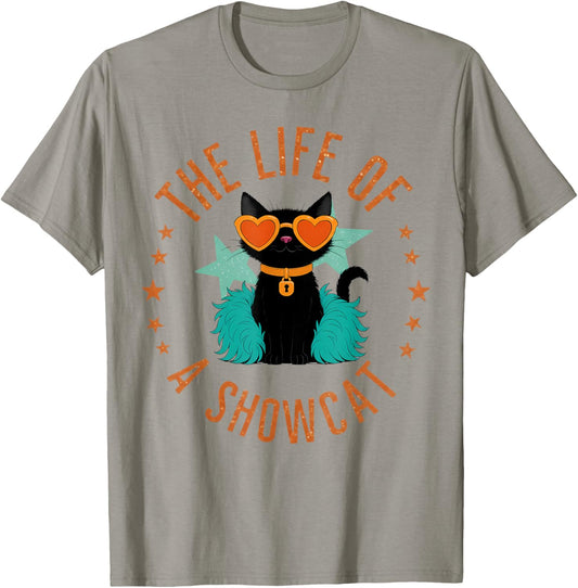 Funny Cat Era Life of Showcat Cat Lovers Men Women Kids T-Shirt - T-Shirt | Sand