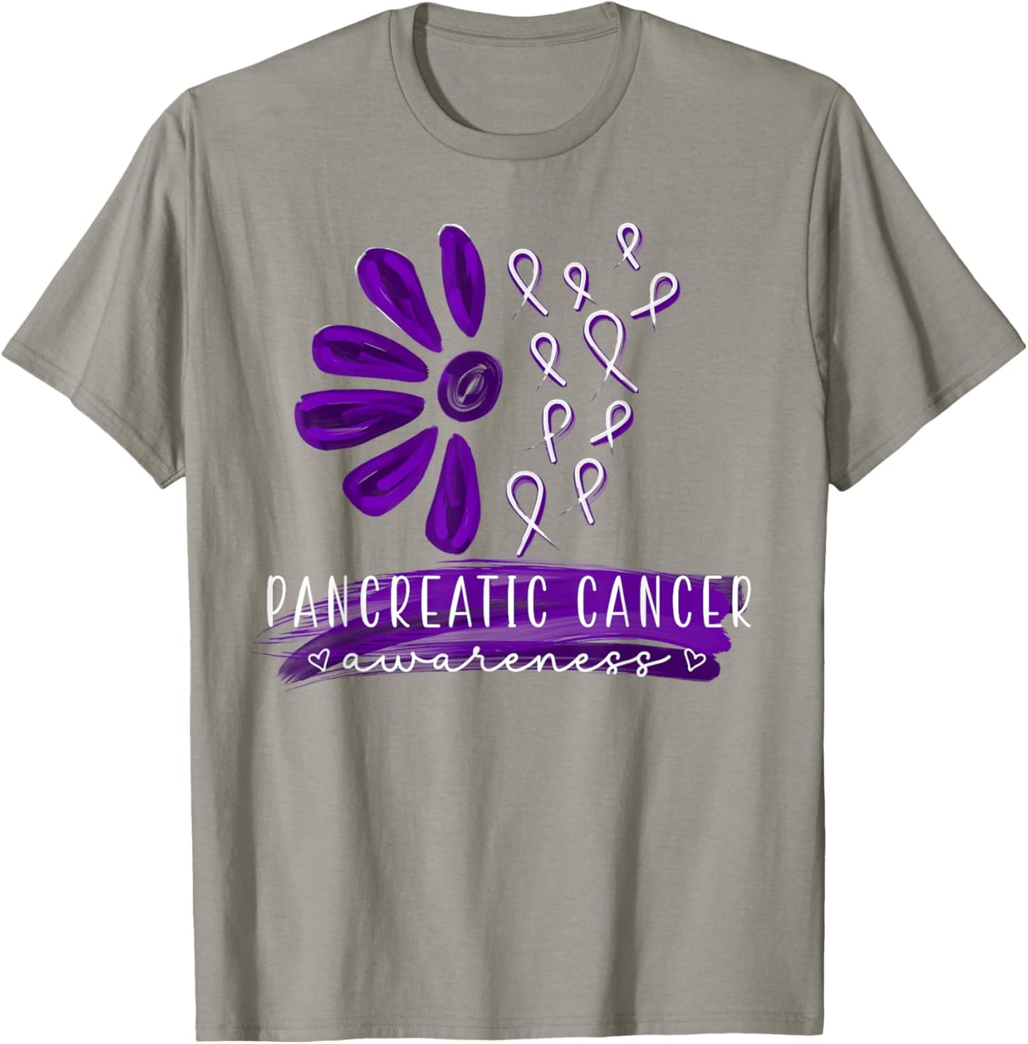Pancreatic Cancer Awareness Support Purple Flower Petals T-Shirt - T-Shirt | Sand
