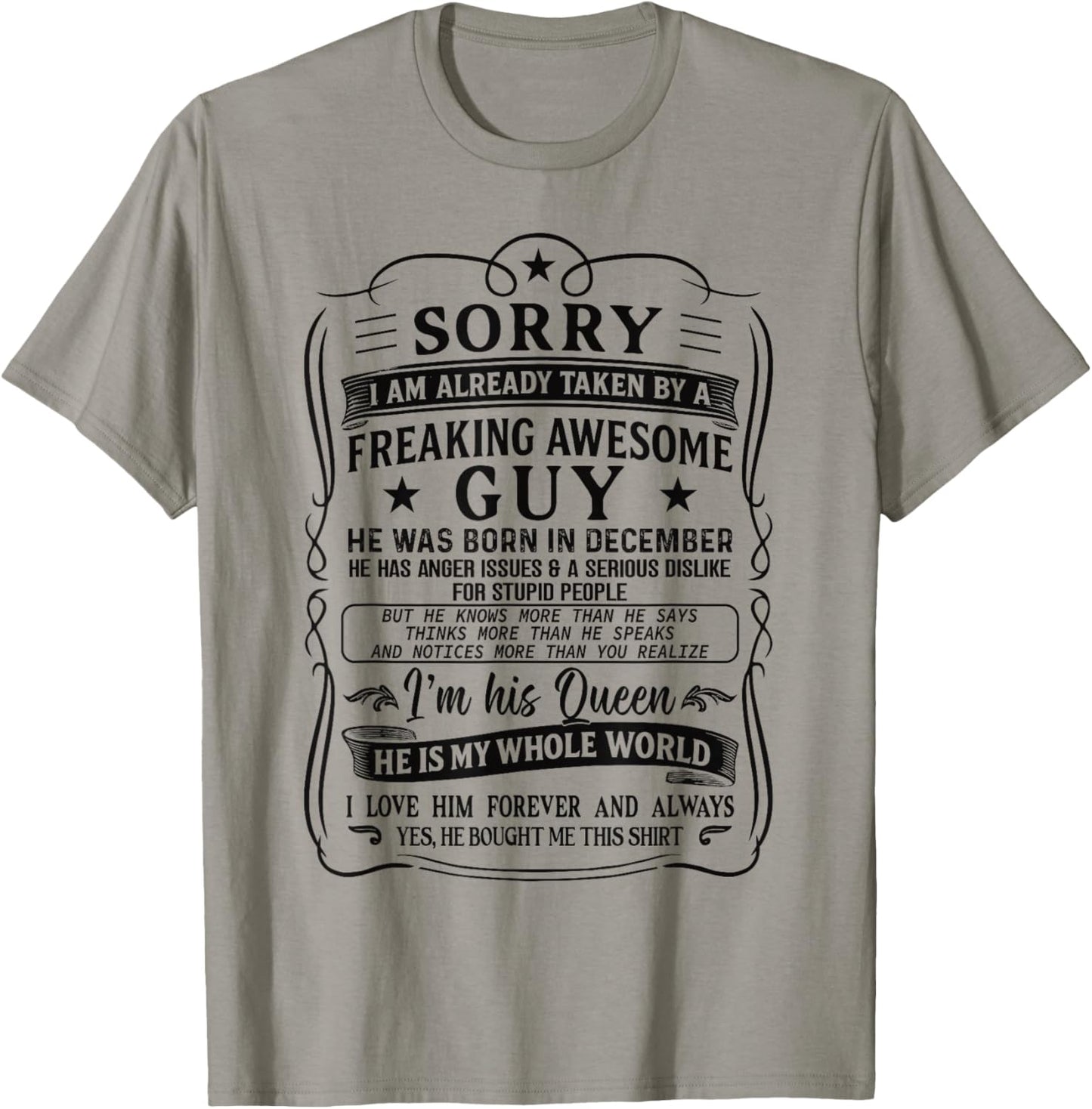 I Am Already Taken by Freaking Awesome Guy Born in December T-Shirt - T-Shirt | Sand