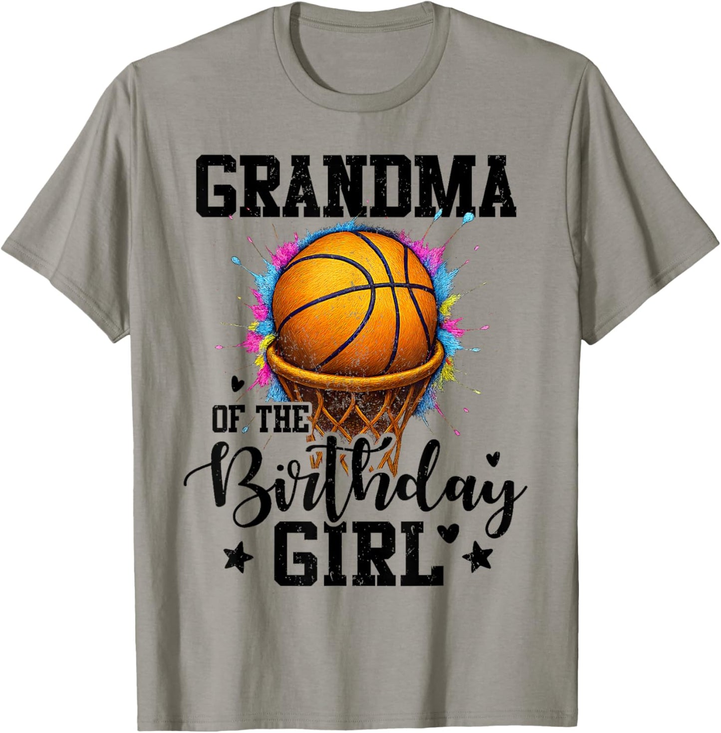 Grandma of The Birthday Girl Basketball Colorful Matching T-Shirt - T-Shirt | Sand