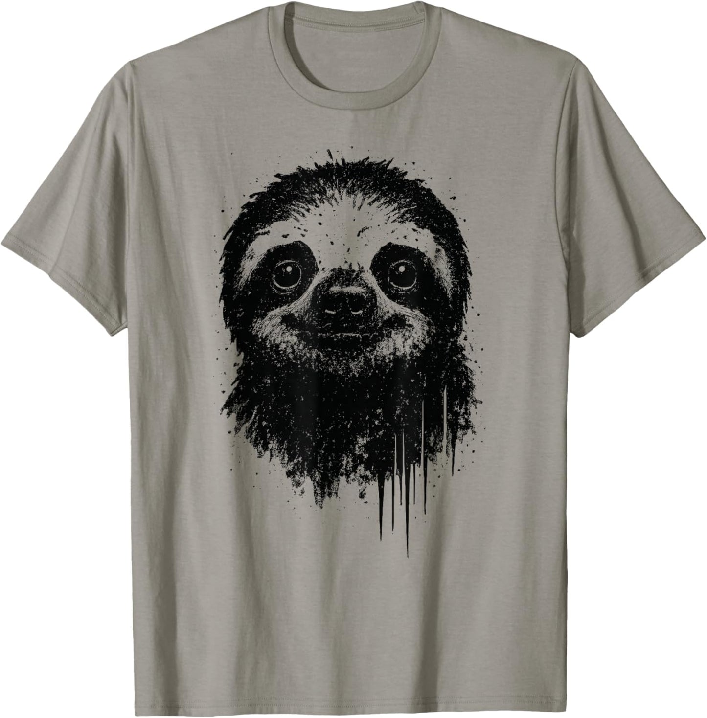 Sloth Ink Art Grunge Jungle Wildlife Portrait Lazy Animal T-Shirt - T-Shirt | Sand