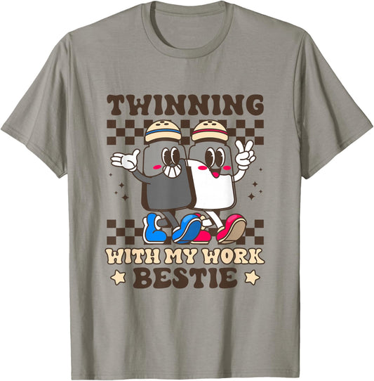 Twinning with My Work Bestie Duo Sisters Matching T-Shirt - T-Shirt | Sand