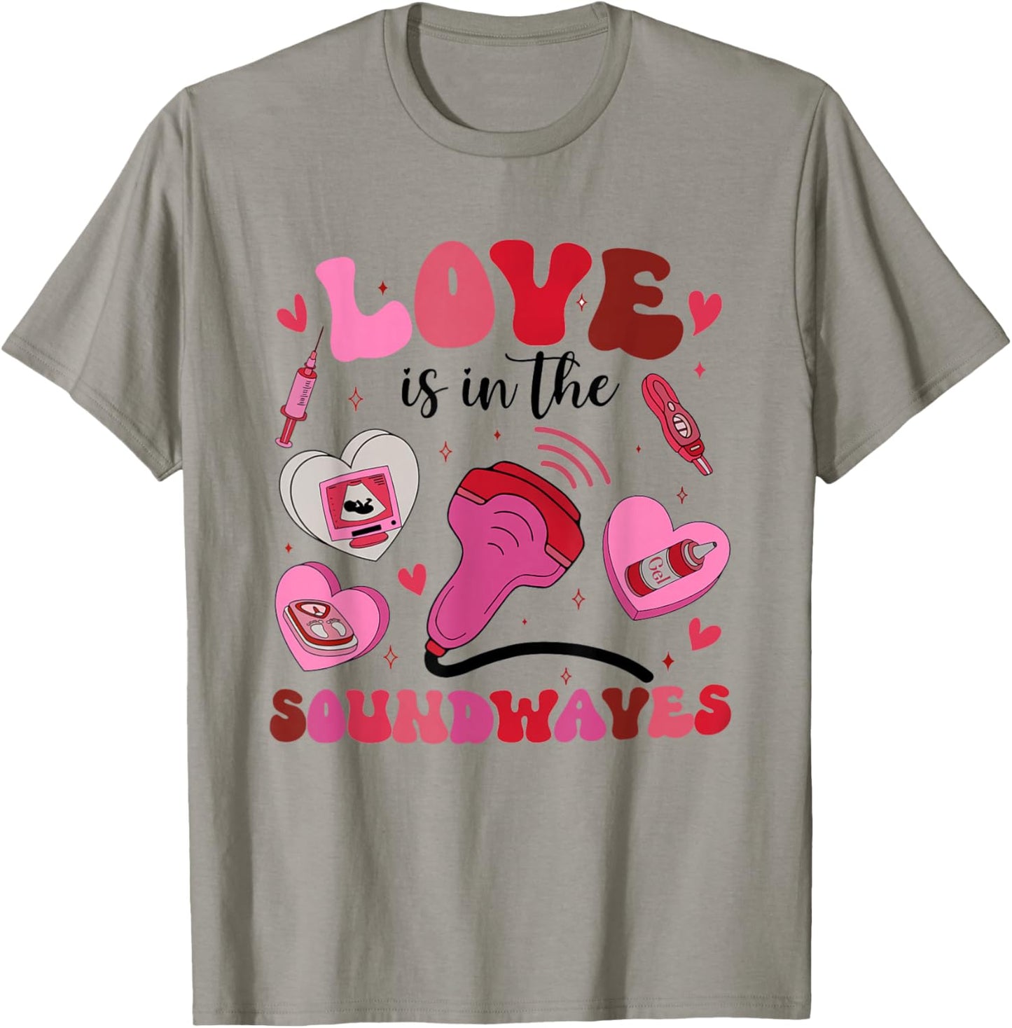 Retro Ultrasound Technologist Valentine Sonographer RDMS T-Shirt - T-Shirt | Sand