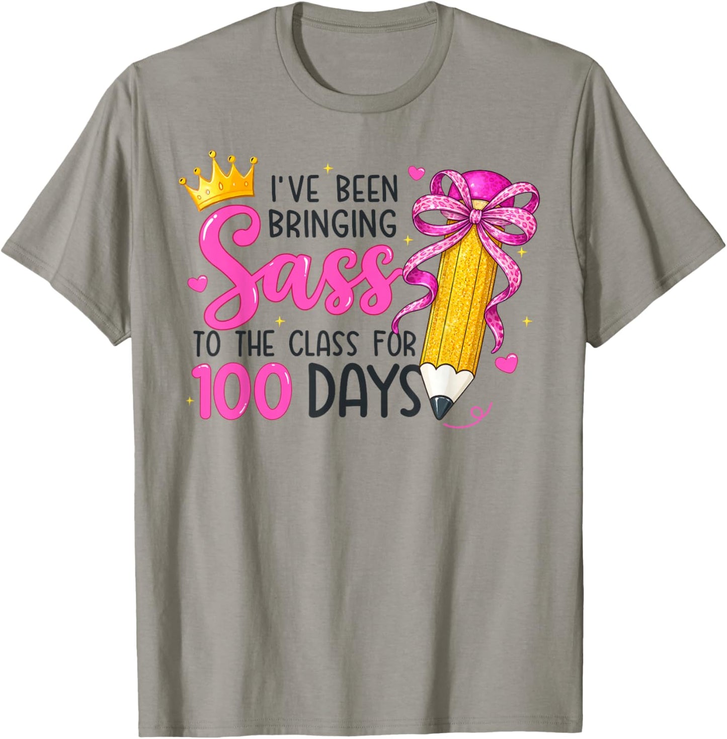 100th Day of School Girl 100 Days Bringing Sass to Class T-Shirt - T-Shirt | Sand