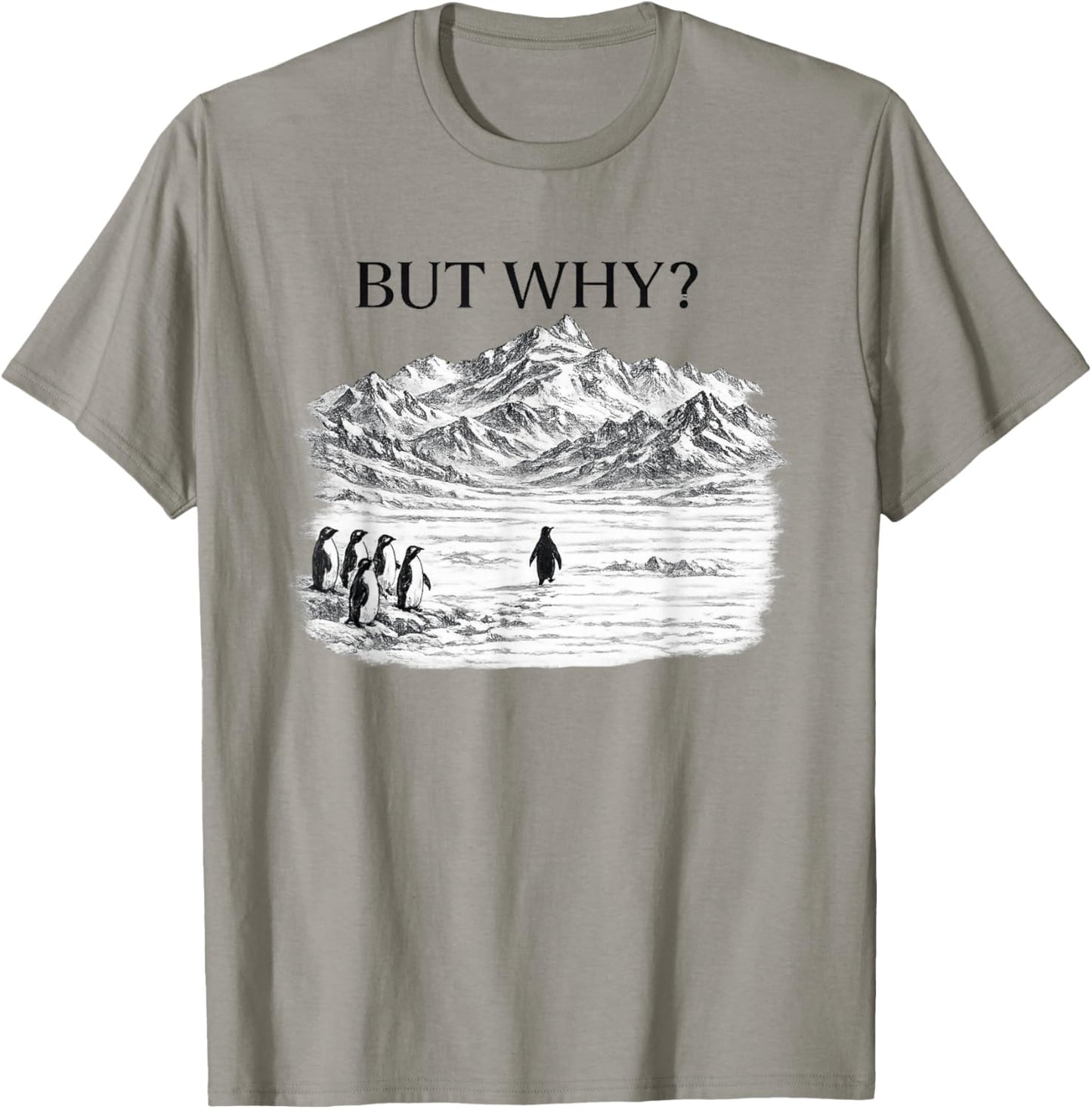 Penguin Meme But Why Mountains T-Shirt - T-Shirt | Sand