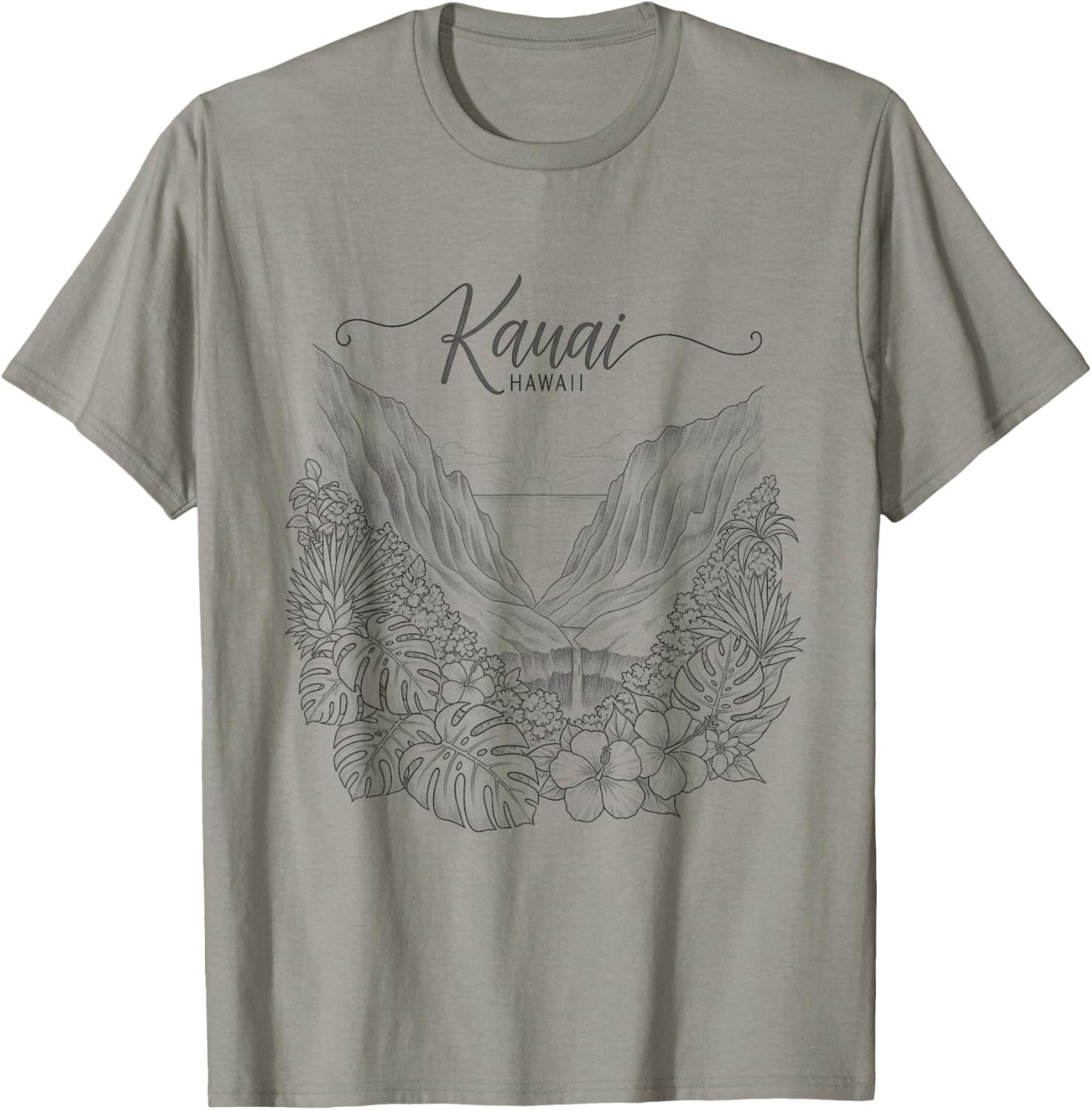 Kauai Hawaii Sketch Hawaiian Design T-Shirt - T-Shirt | Sand