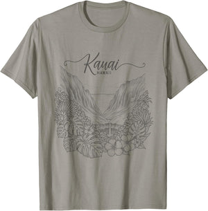Kauai Hawaii Sketch Hawaiian Design T-Shirt - T-Shirt | Sand