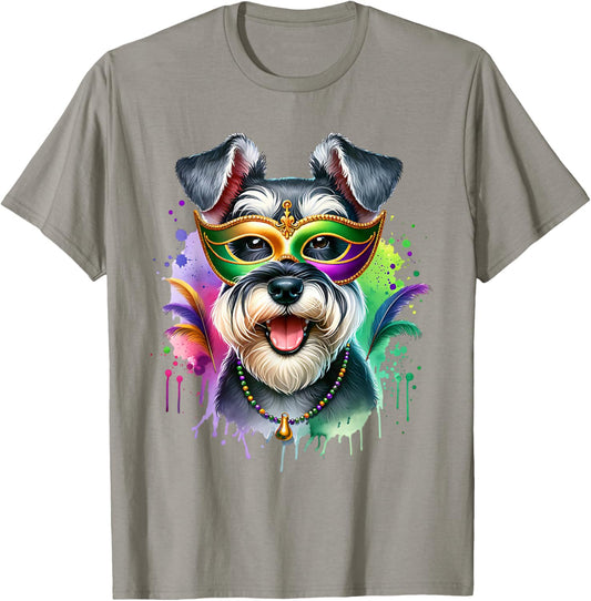 Mardi Gras Miniature Schnauzer Dog T-Shirt - T-Shirt | Sand