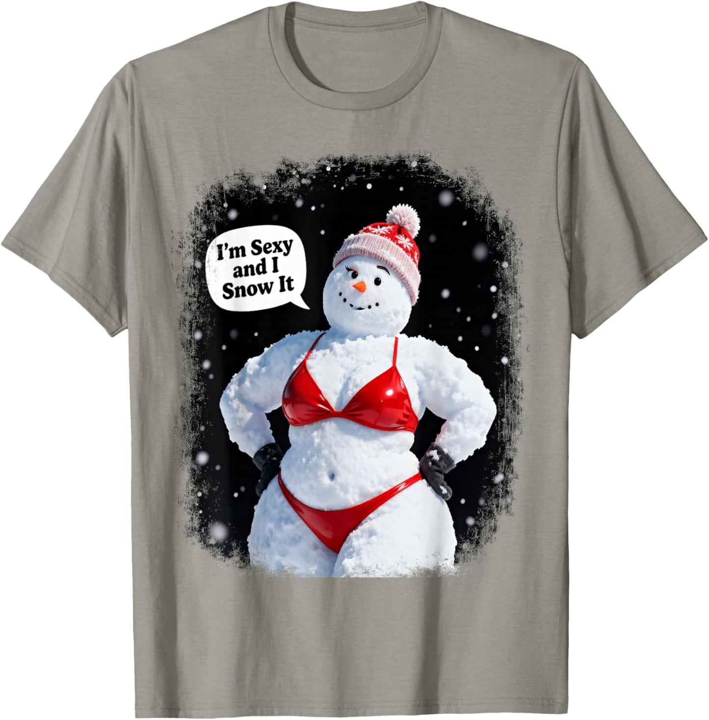 I'm Sexy and I Know it, Funny Christmas Snowwoman T-Shirt - T-Shirt | Sand