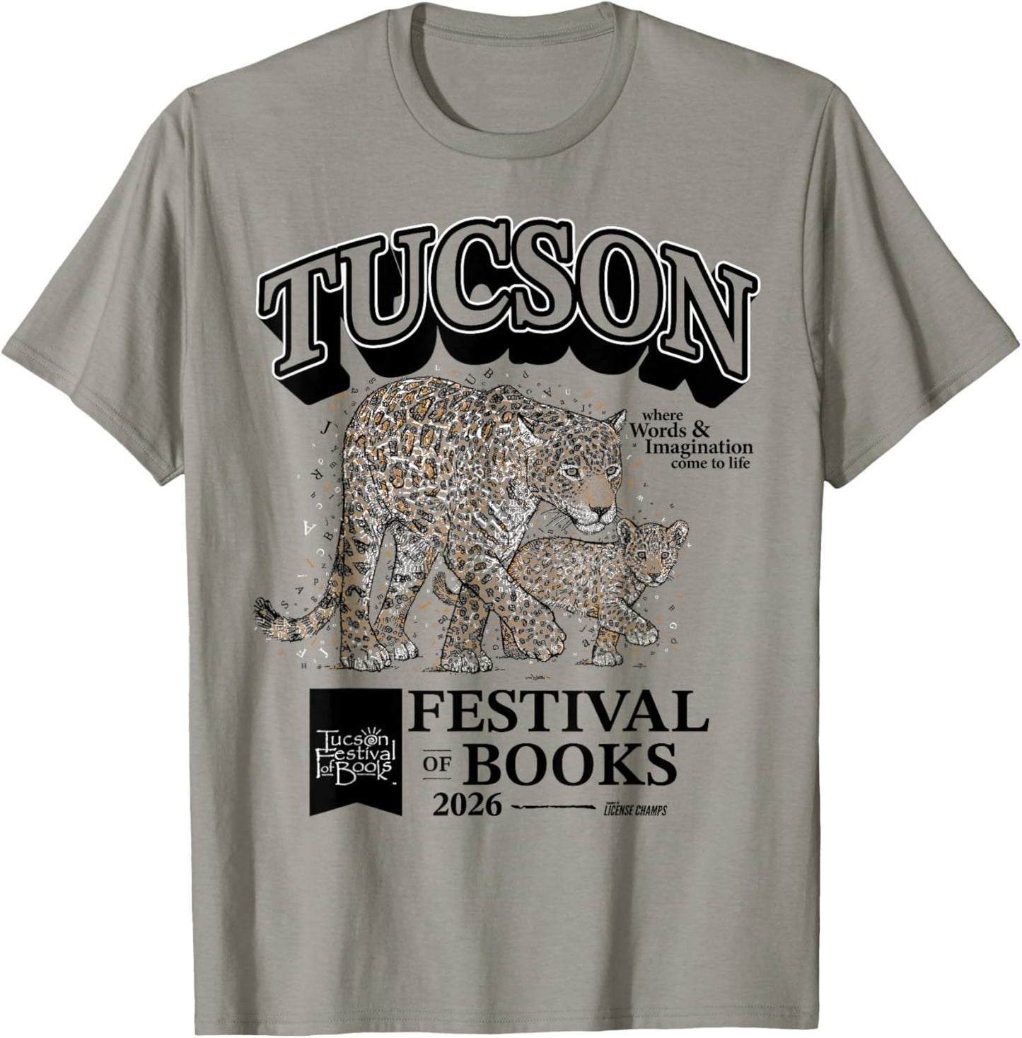 Tucson Festival of Book | Merch | TFOB 2026 | Critter Jaguar T-Shirt - T-Shirt | Sand