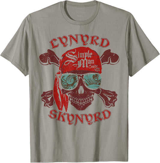 Lynyrd Skynyrd Skull Crossbones Simple Man Pirate Retro Rock T-Shirt - T-Shirt | Sand