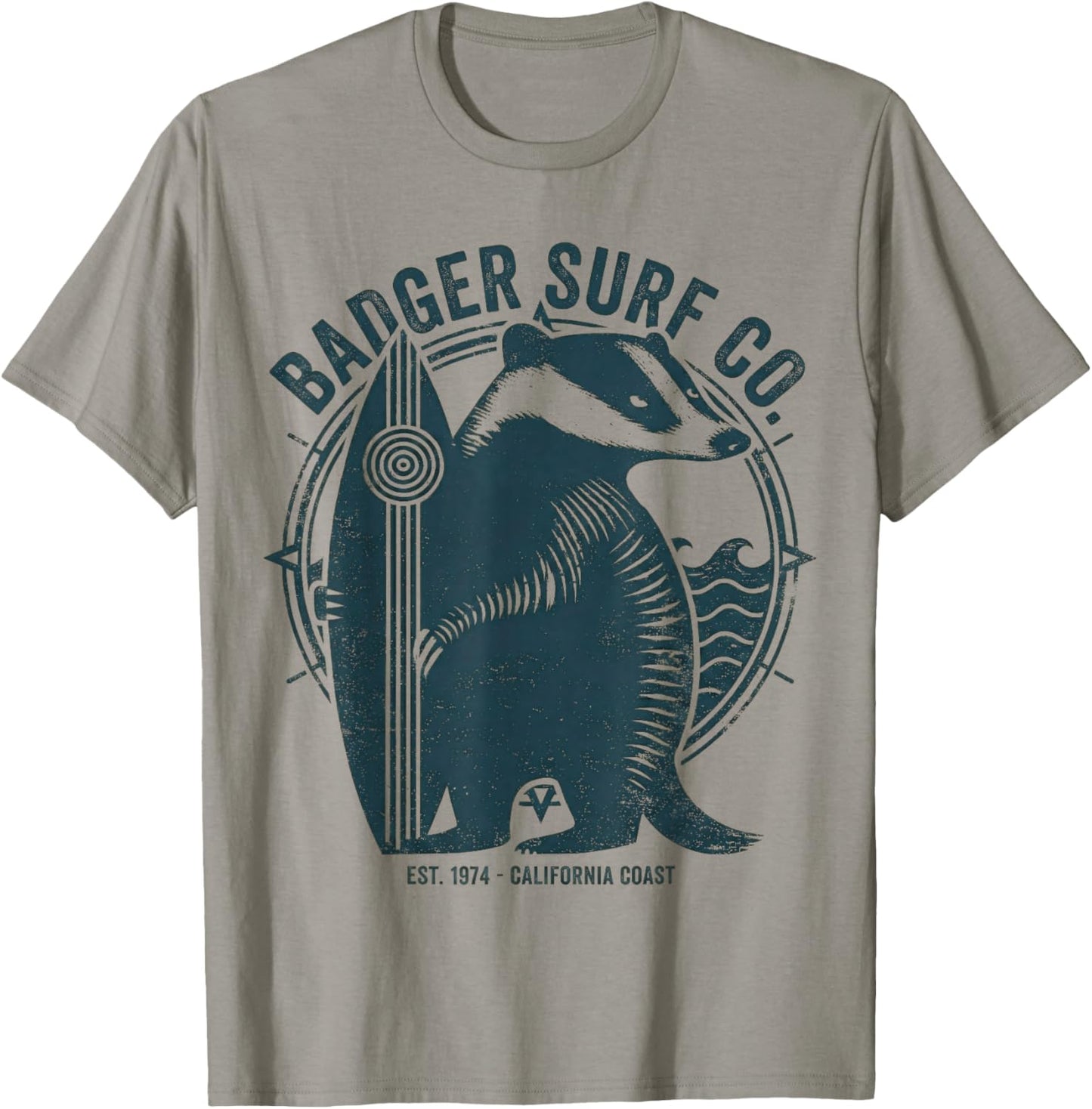 Vintage Badger Surf Co Retro Surfing California Art T-Shirt - T-Shirt | Sand