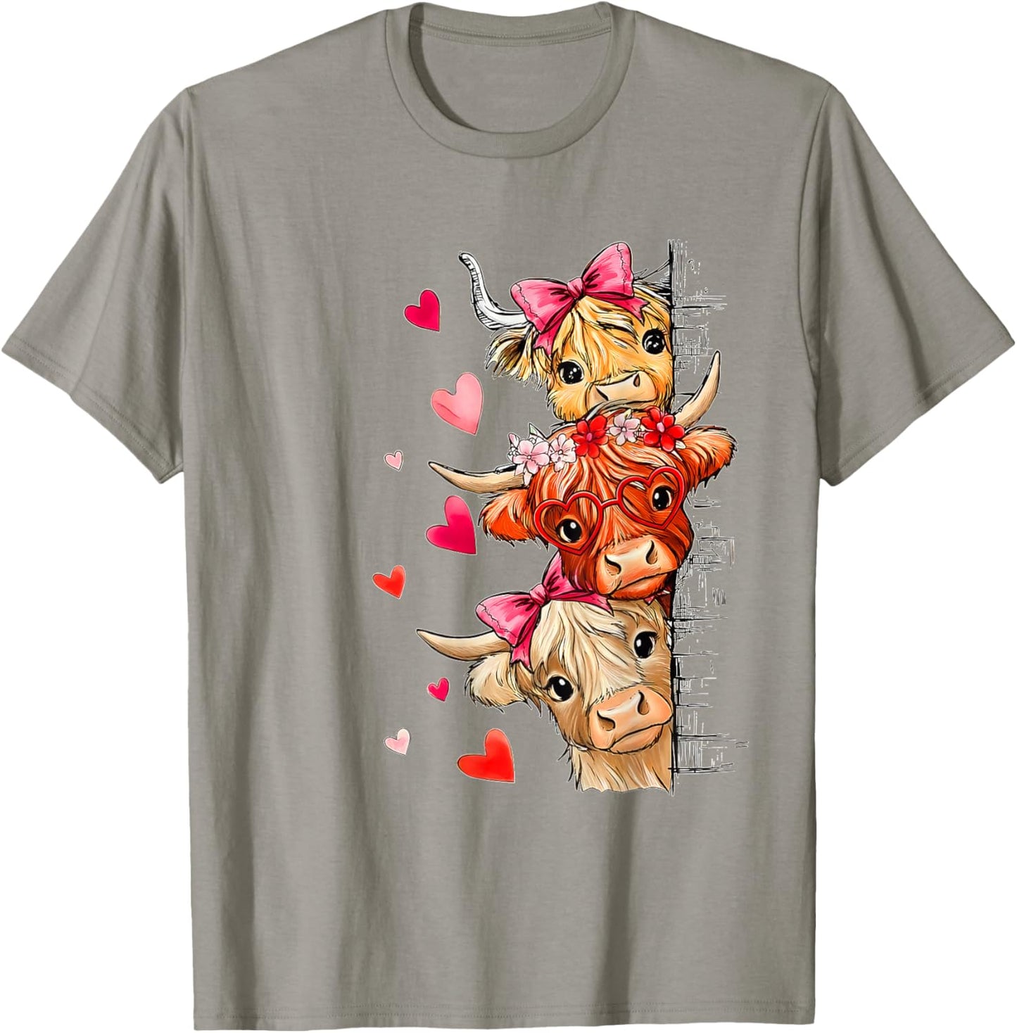 Valentine Highland Cow T-Shirt - T-Shirt | Sand