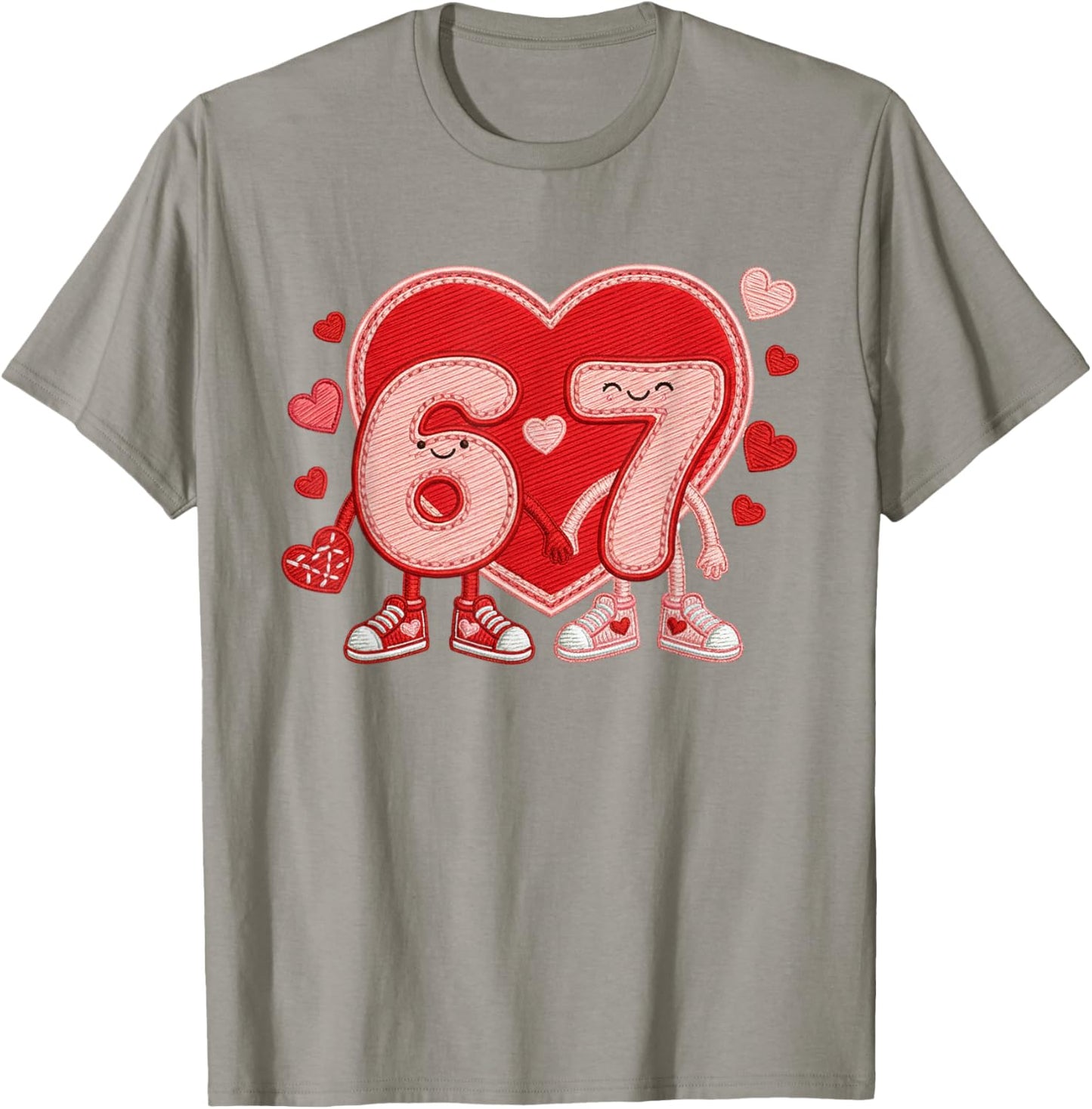 Valentine’s Day 67 Meme Six Seven 6 7 Valentine Heart Couple T-Shirt - T-Shirt | Sand