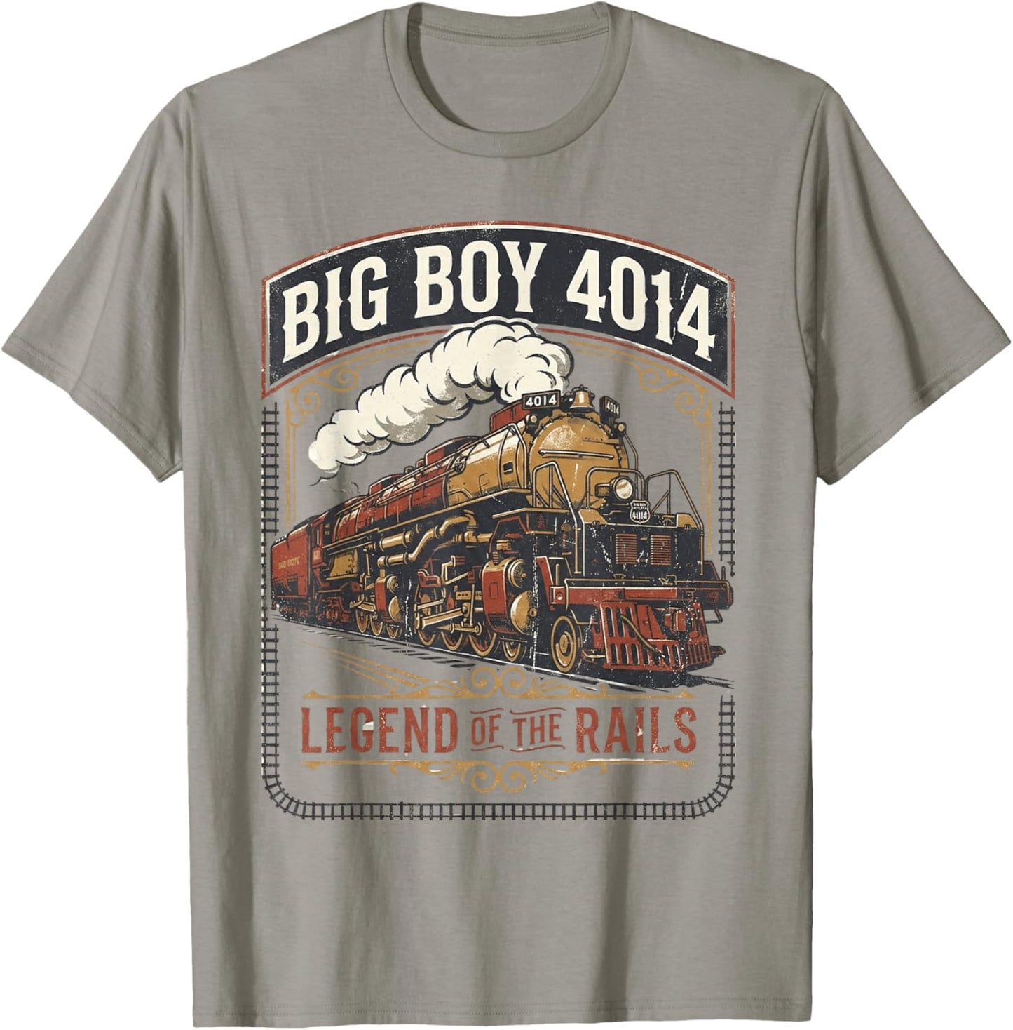 Big Boy 4014 Steam Engine Locomotive Train Vintage Railroad T-Shirt - T-Shirt | Sand