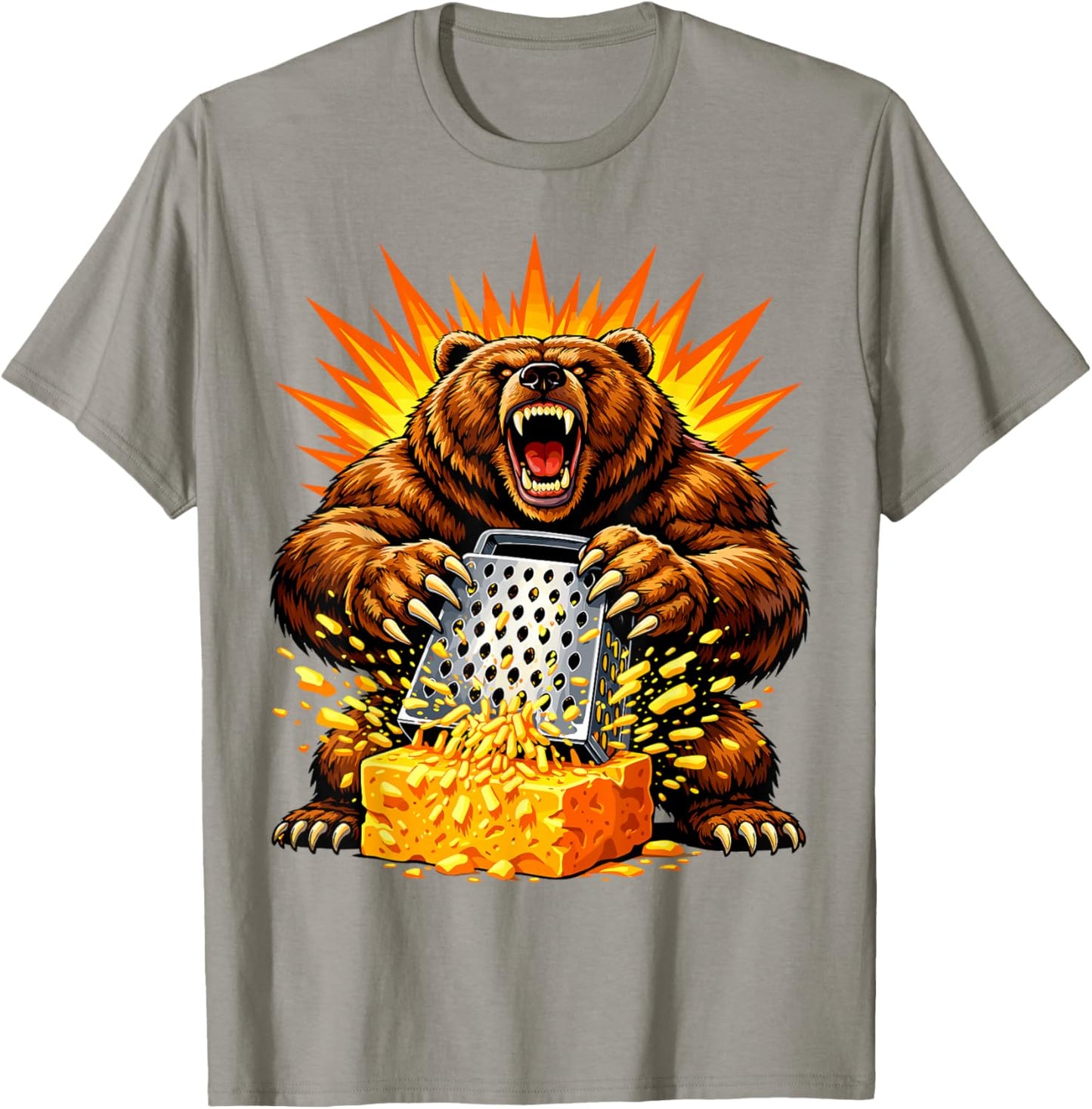 Angry Bear Grating Cheese Grater Hater T-Shirt - T-Shirt | Sand